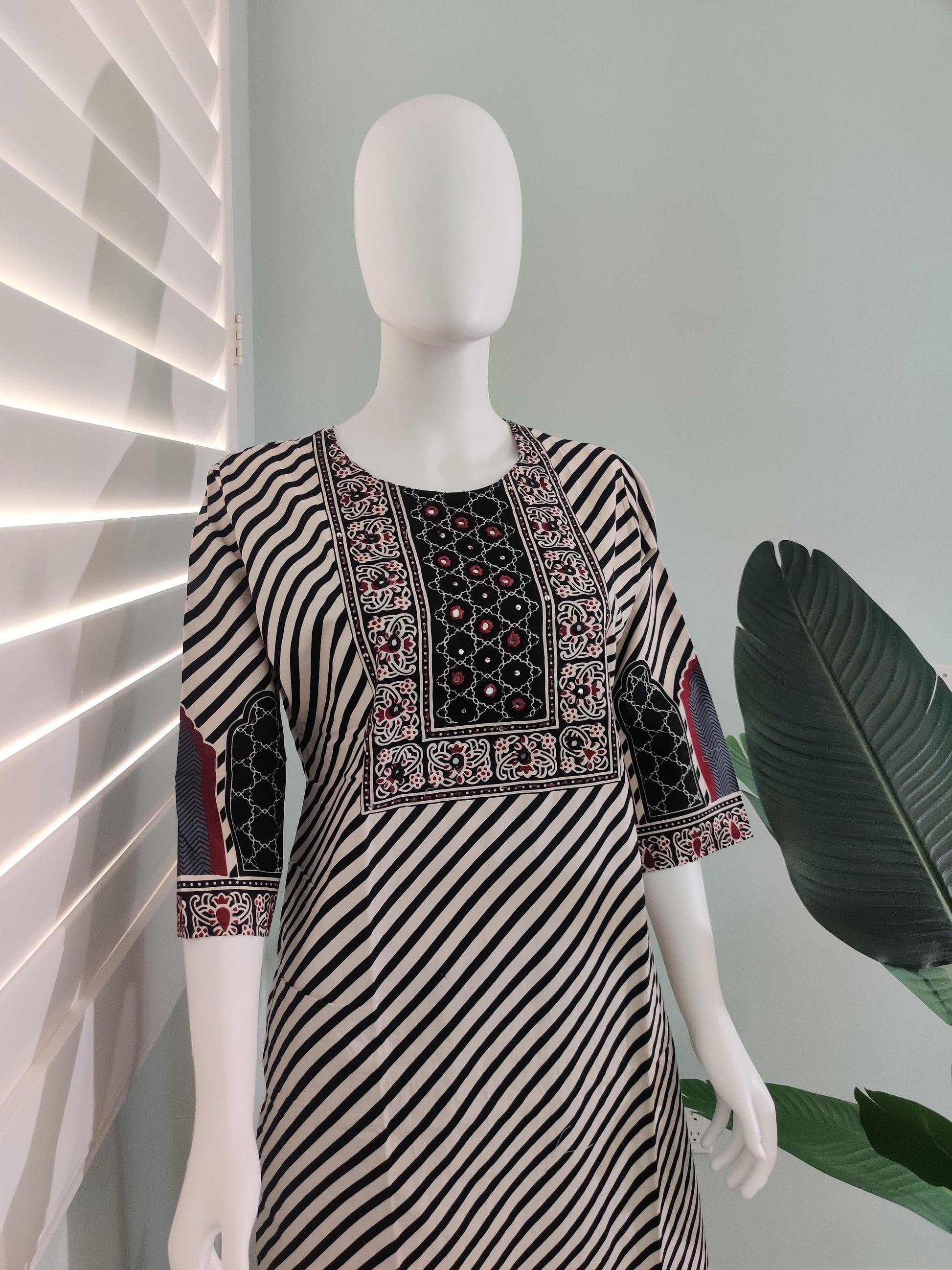 Black Digital Print Cotton Kurta Set