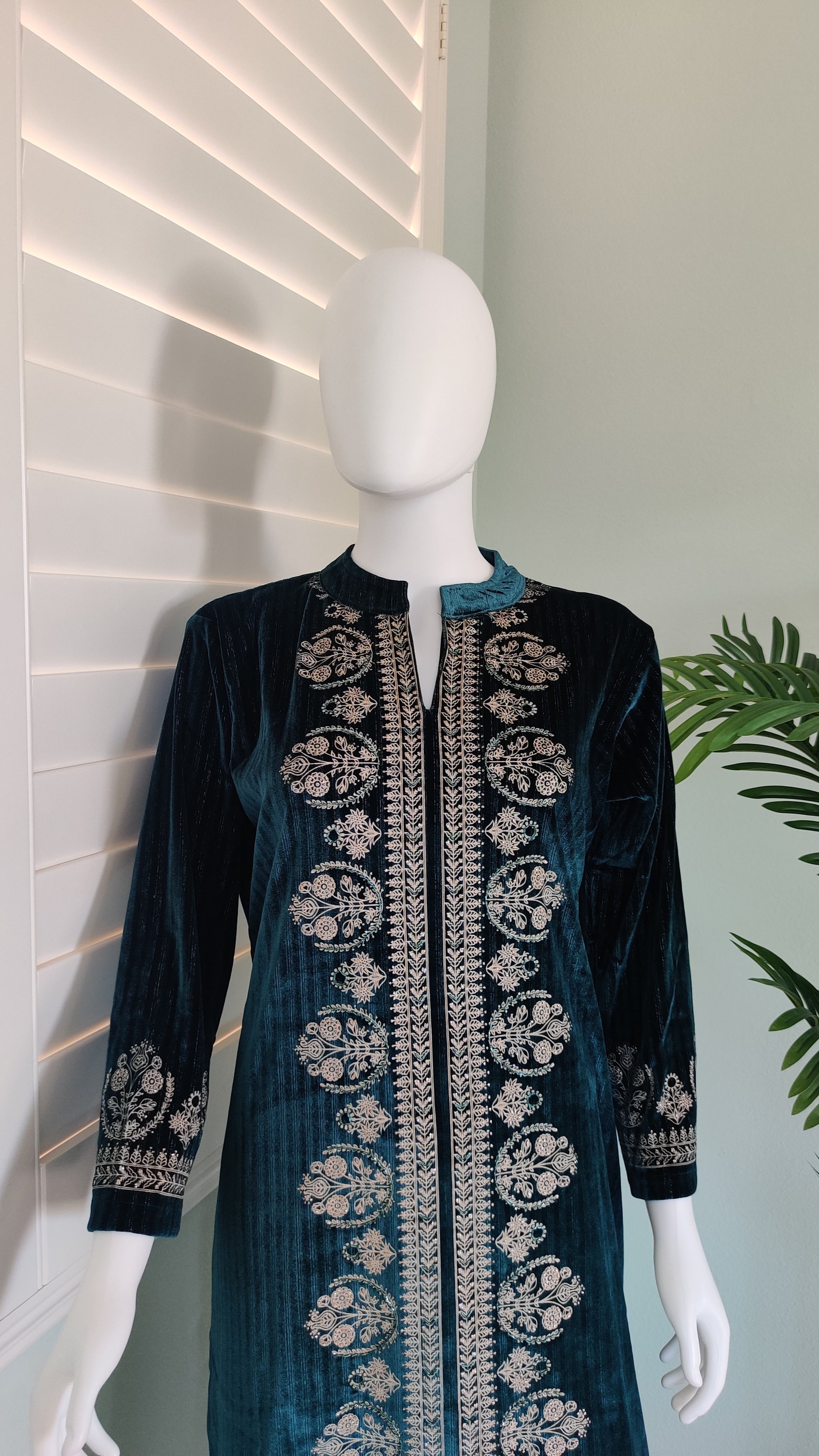 Teal Blue Embroidered Cord Set