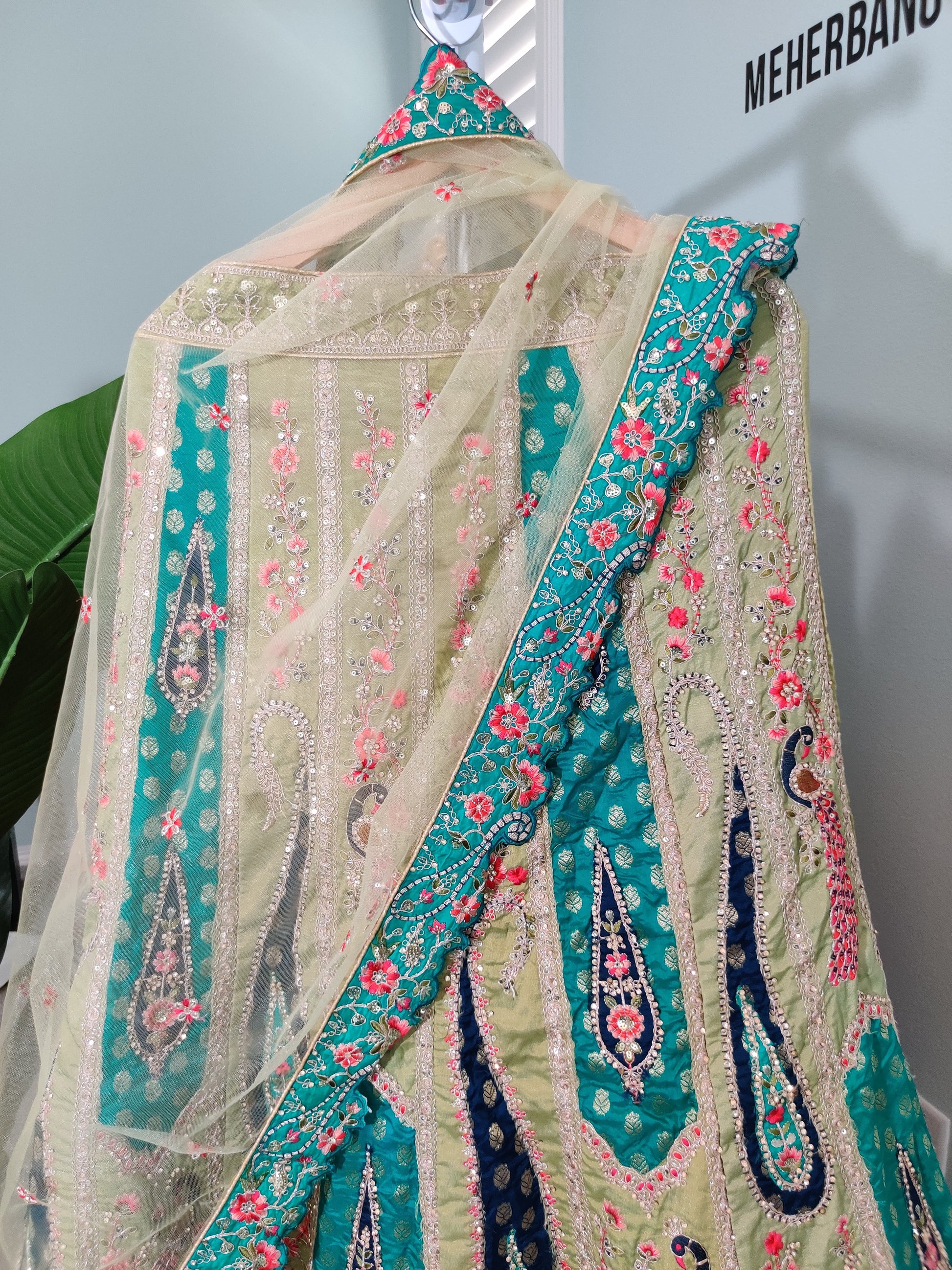 Regal Banarasi Silk Light Green Party Wear Lehenga