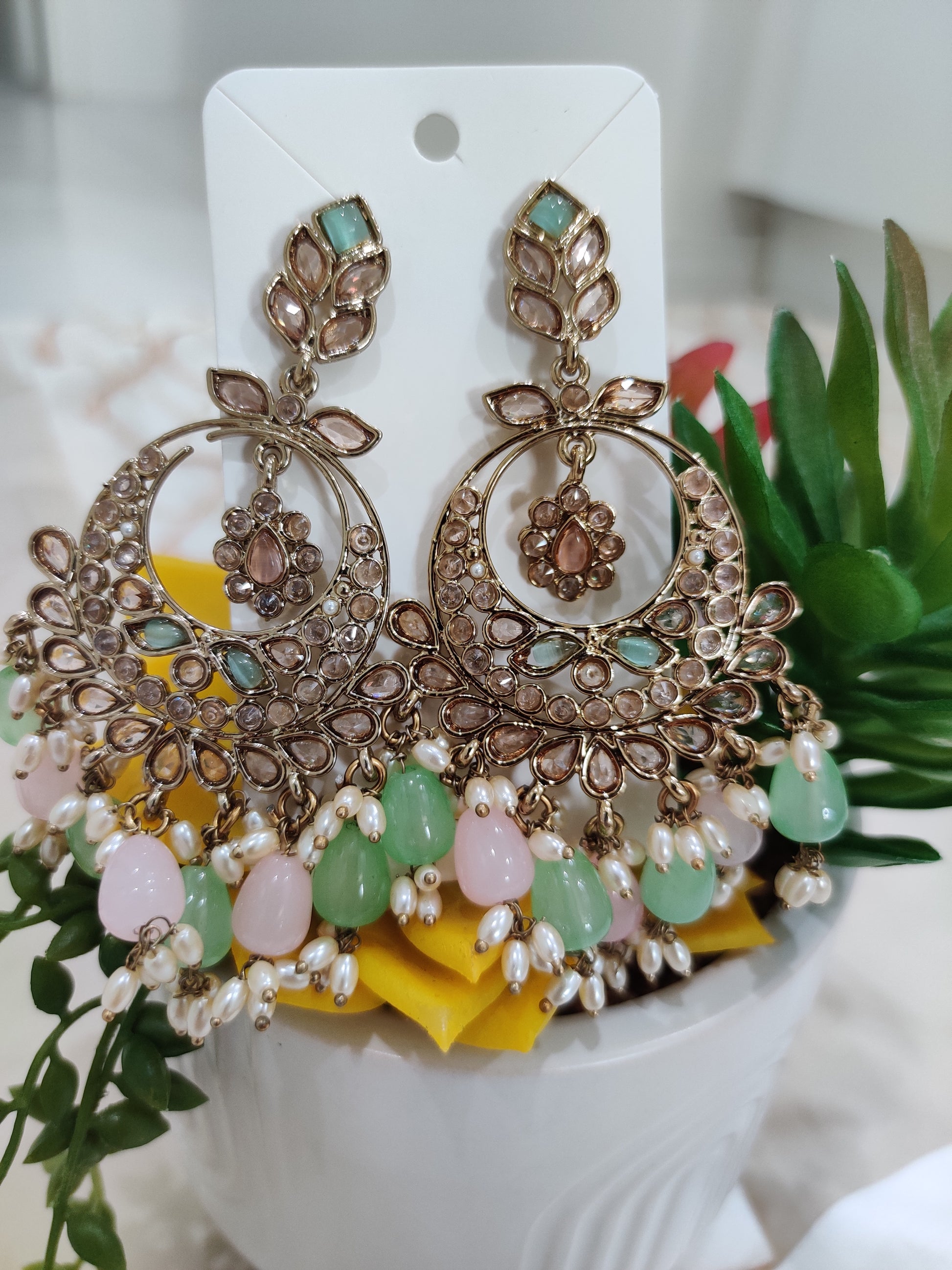 Crescent-Shaped Earrings in Three tones (Gold, Silver and Multicolored)