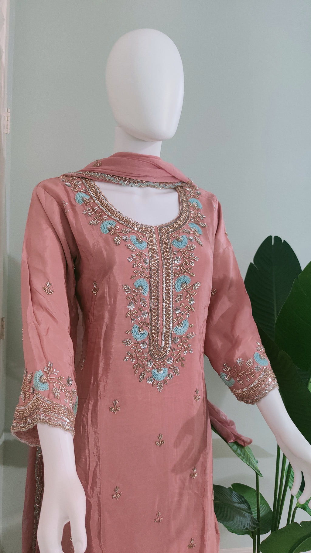 Handwork Embroidered Plazzo Kurta Suit Set