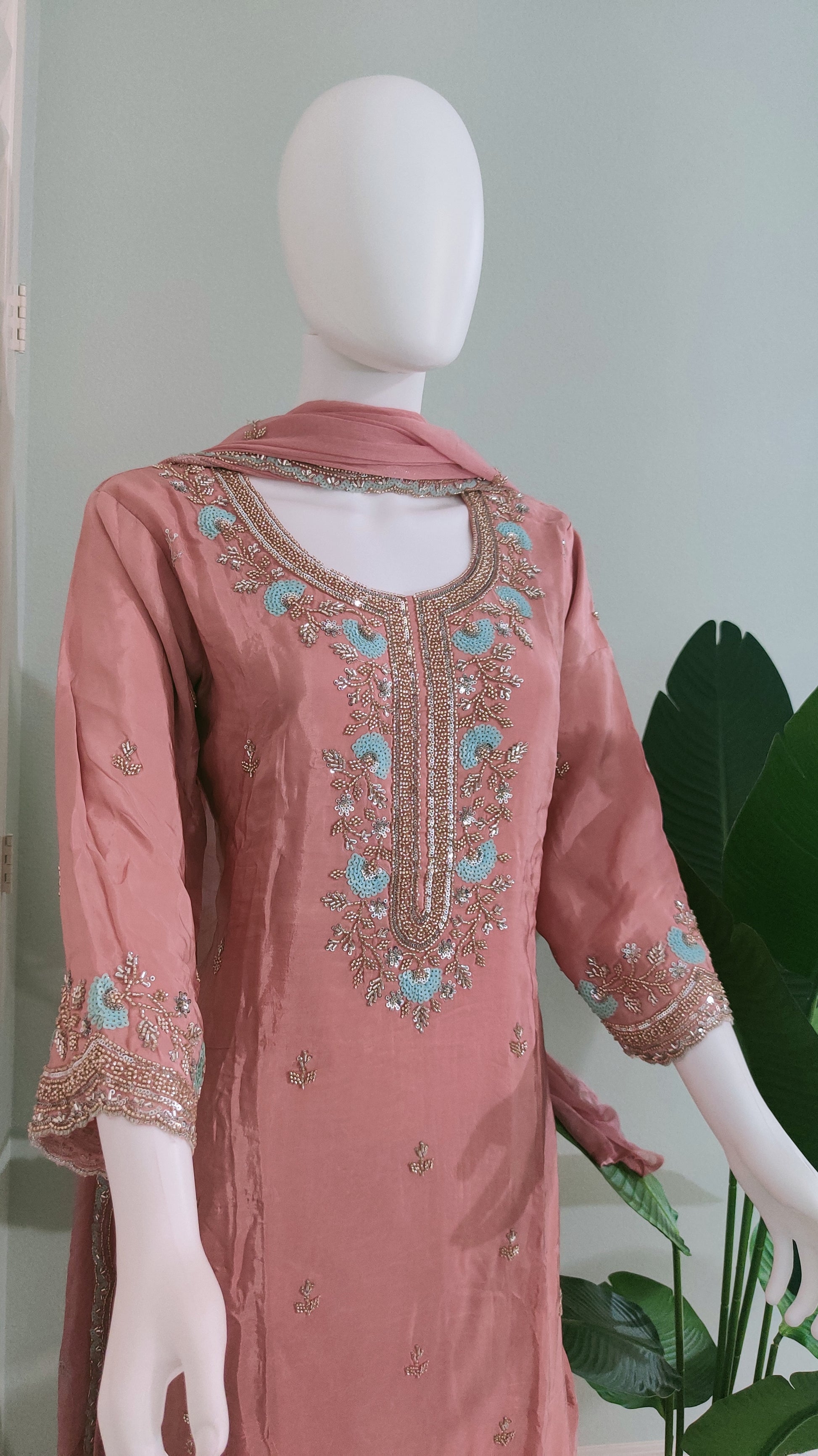 Handwork Embroidered Plazzo Kurta Suit Set