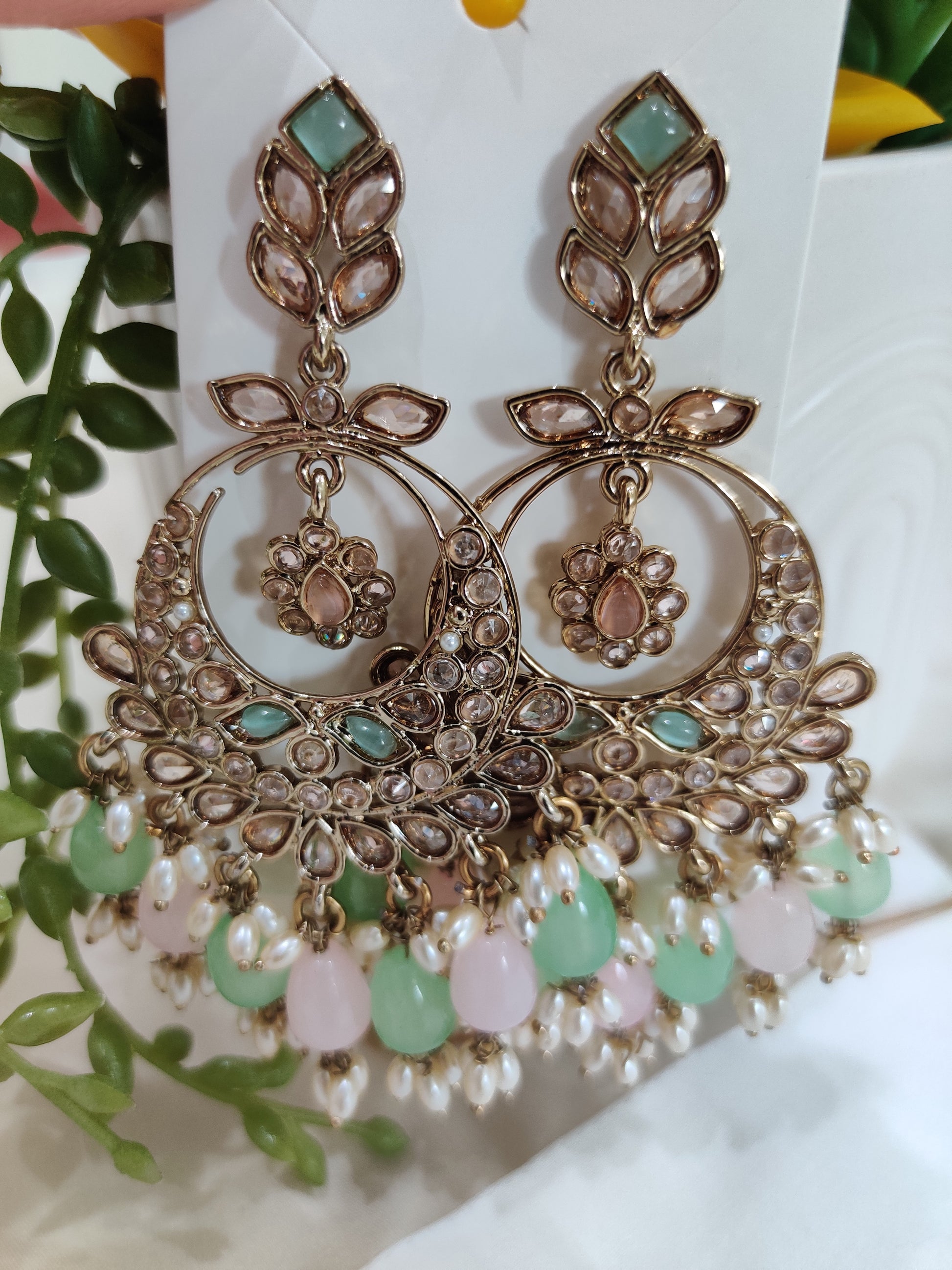 Crescent-Shaped Earrings in Three tones (Gold, Silver and Multicolored)