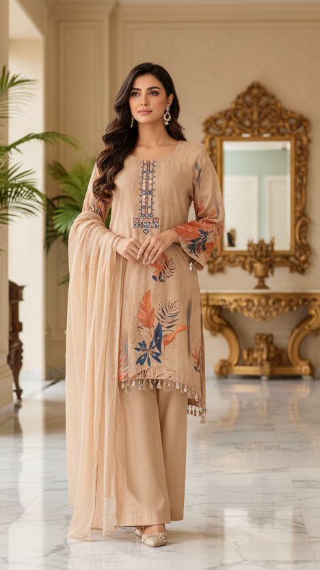 Botanical Breeze C-Cut Cotton Kurta Set