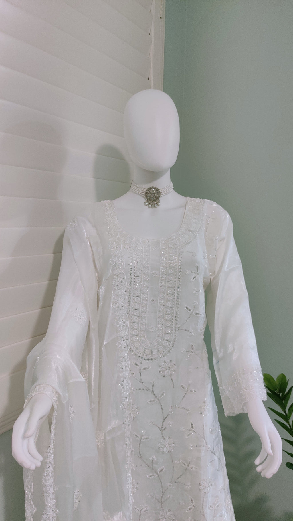 ✨ Fully Hand Embroidered Jimmy Choo Fabric Festive Palazzo Suit Set