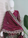Plus Size Plazzo Suit set in Tissue Shimmer with Potli