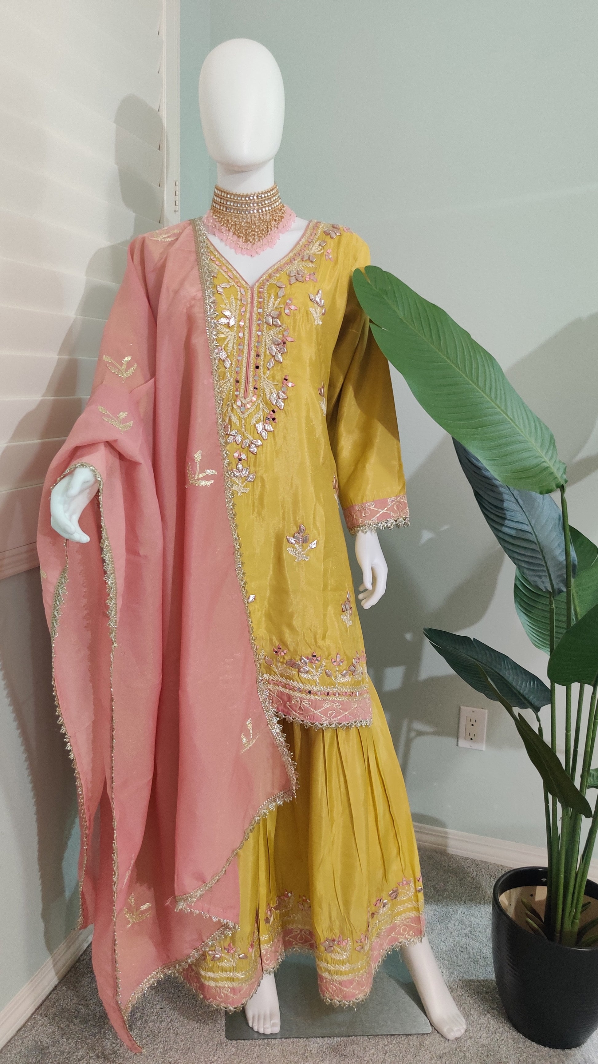 Cosmos Shimmer Silk Sharara Suit Set