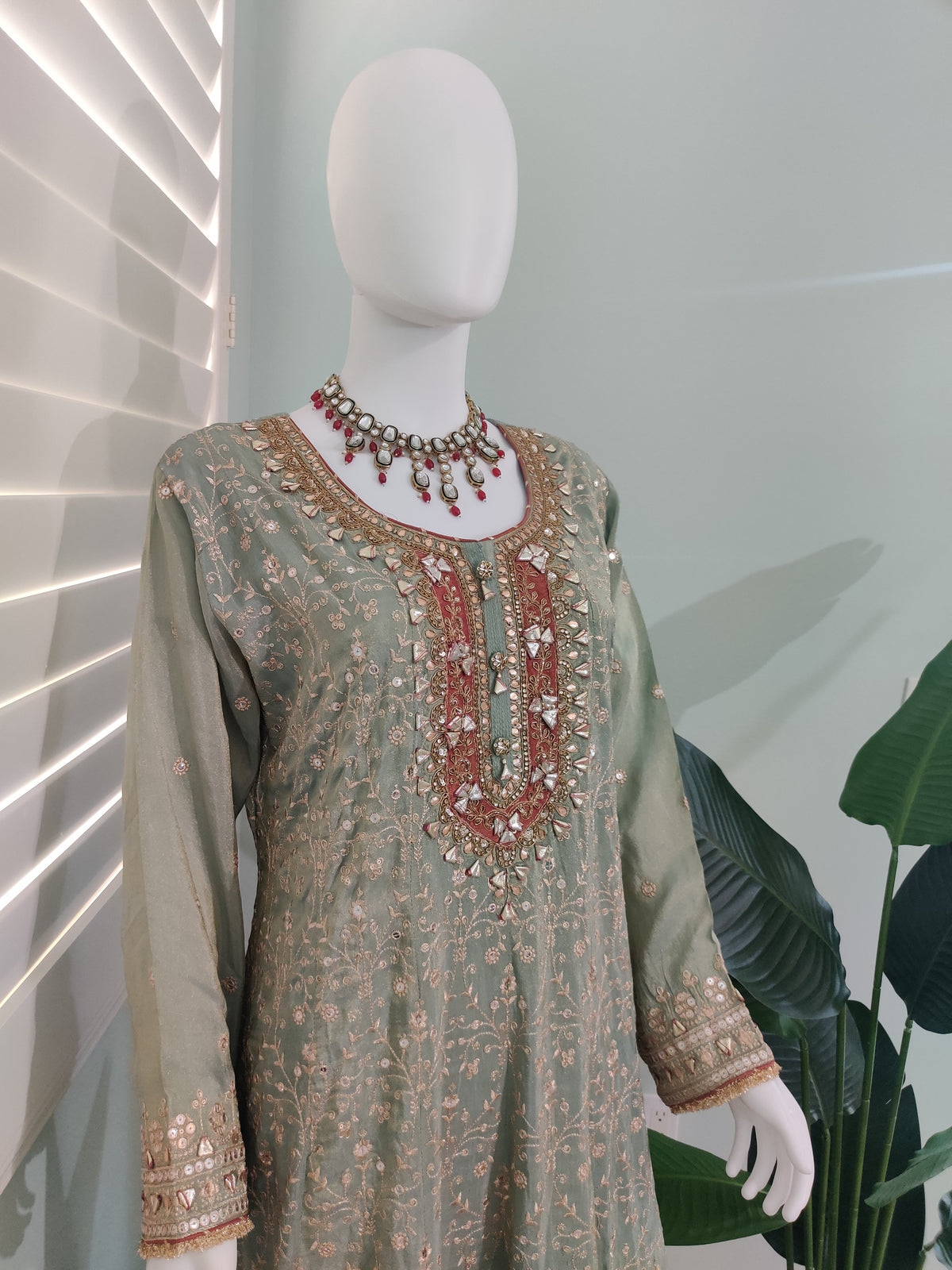 Pastel Green Party Wear Anarkali Kurta with Dupatta
