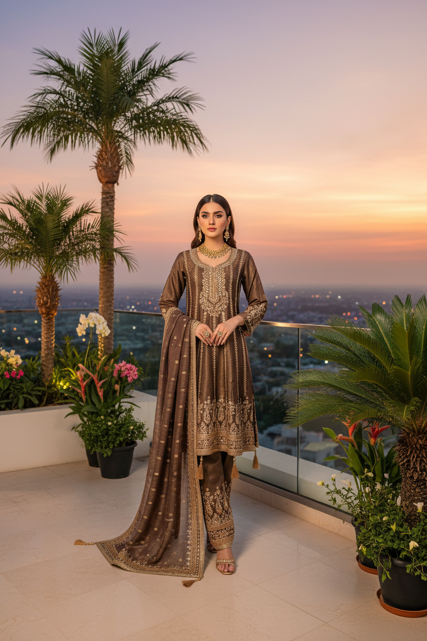 Wedding Wear Peplum Style Salwar Suit Set