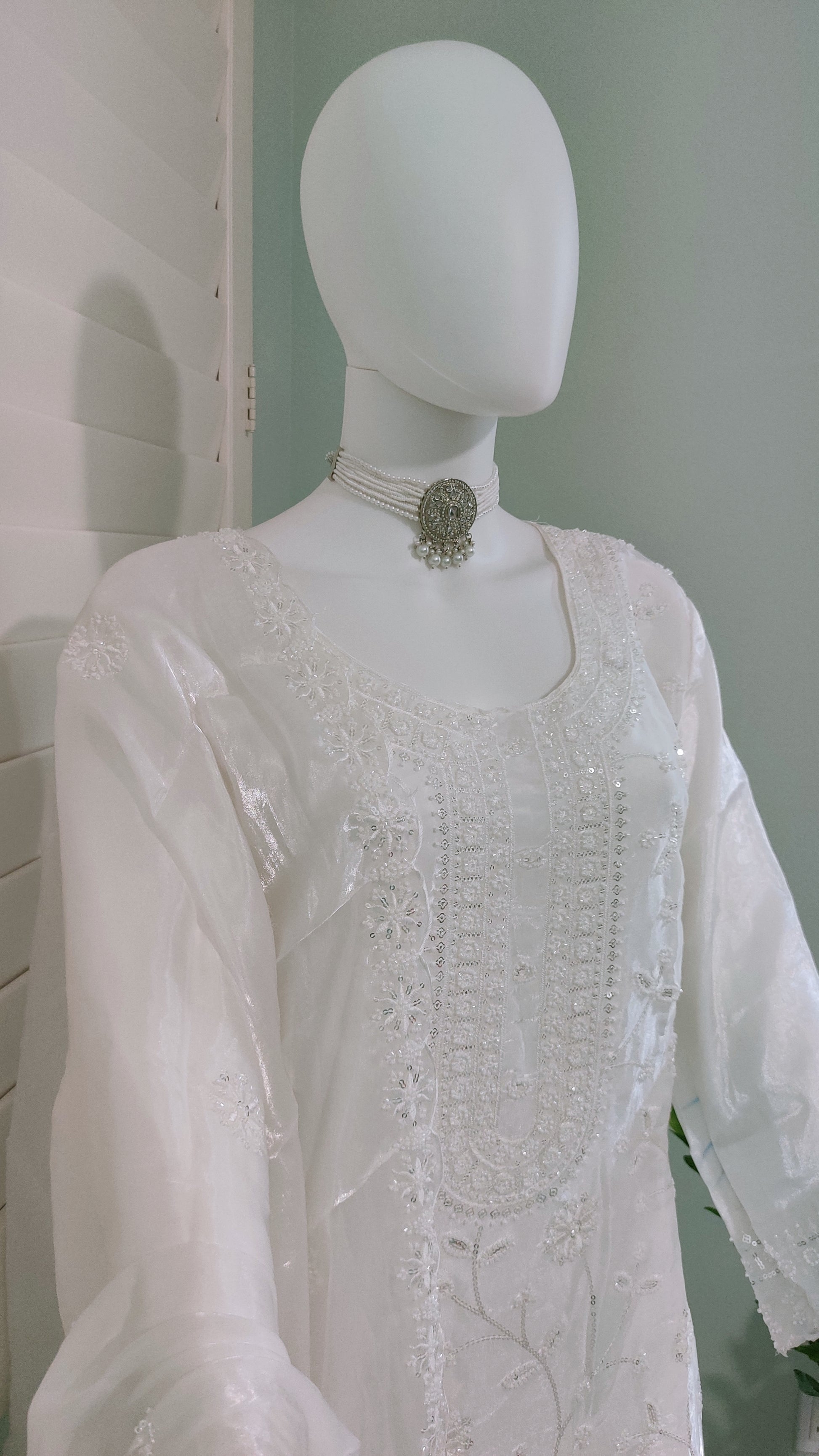 ✨ Fully Hand Embroidered Jimmy Choo Fabric Festive Palazzo Suit Set