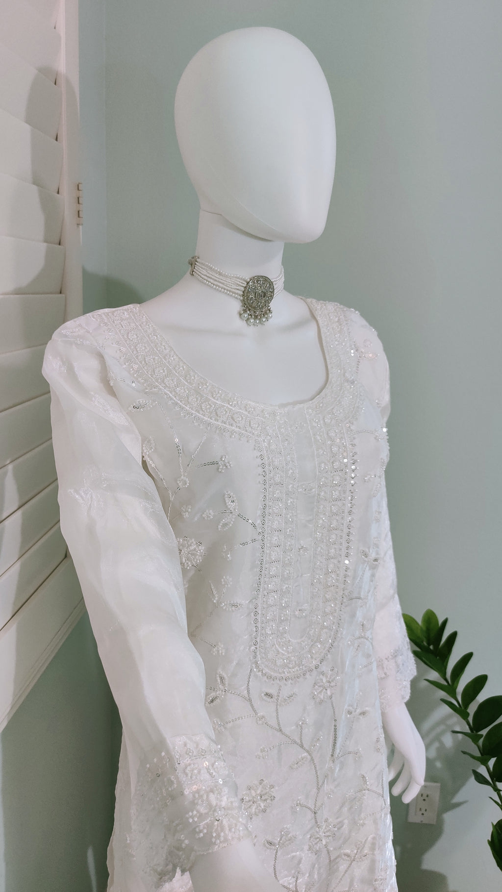 ✨ Fully Hand Embroidered Jimmy Choo Fabric Festive Palazzo Suit Set