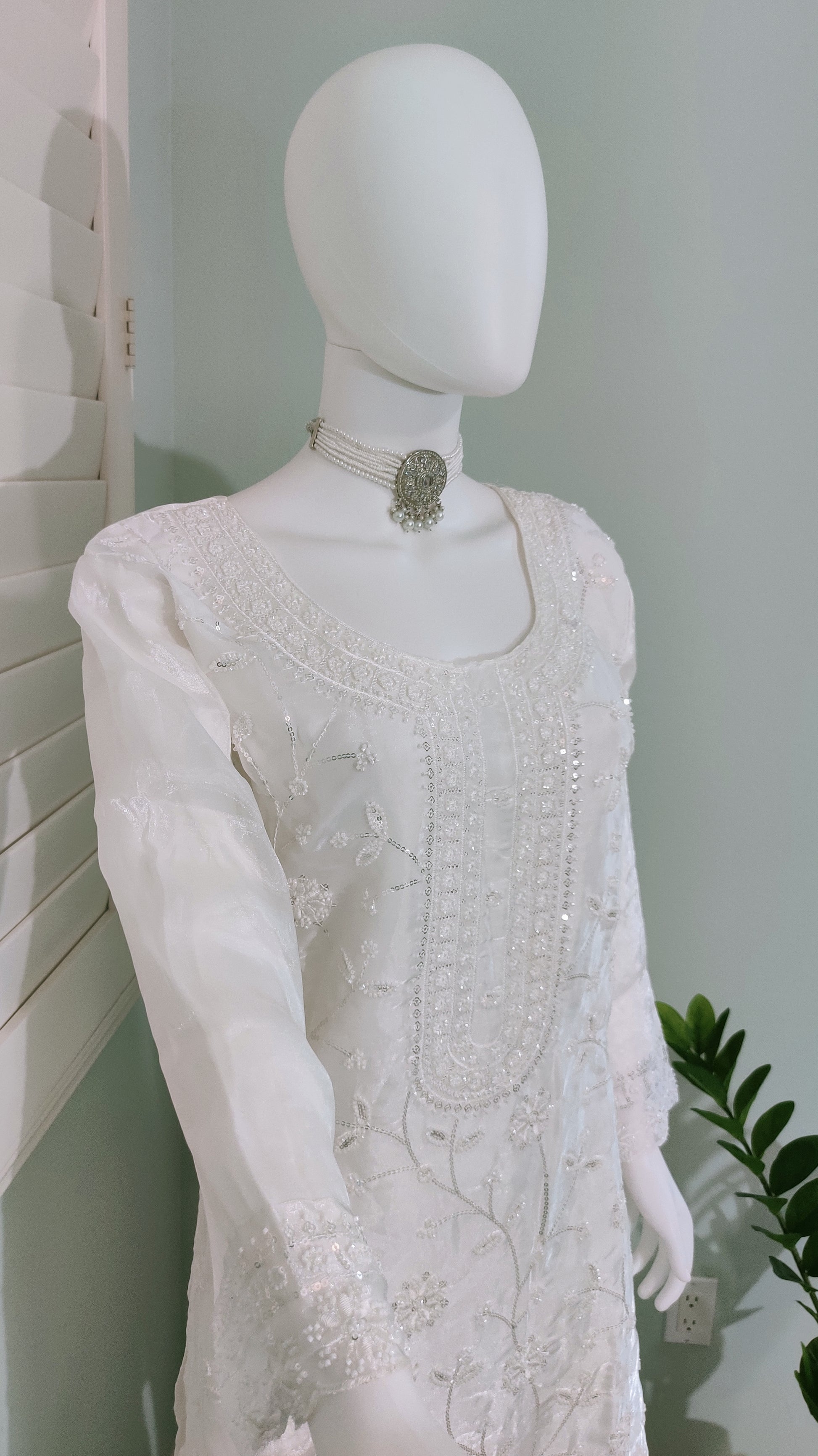 ✨ Fully Hand Embroidered Jimmy Choo Fabric Festive Palazzo Suit Set