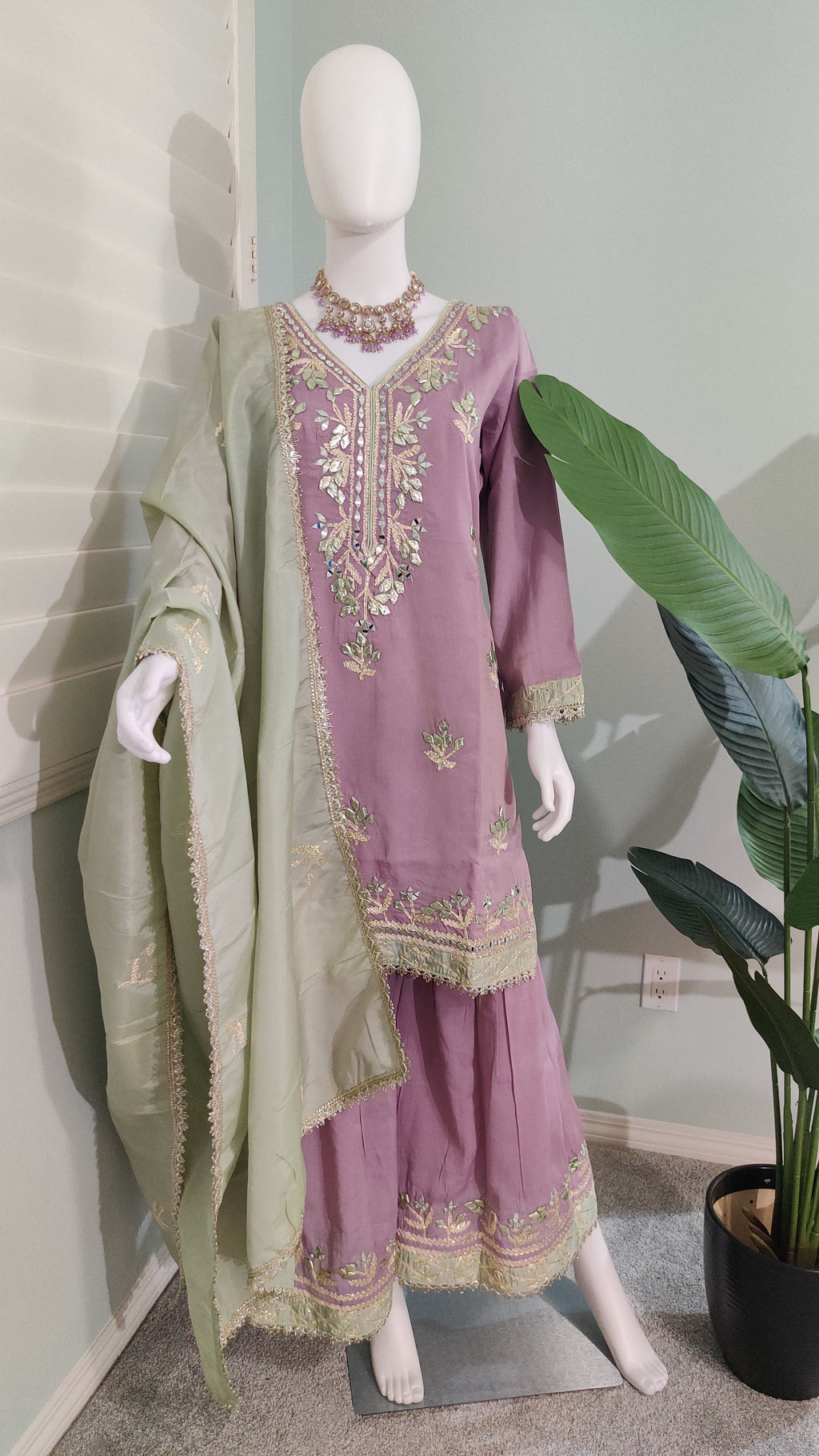Cosmos Shimmer Silk Sharara Suit Set