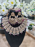 Antique Gold Bridal Necklace Set with Chandbali Earrings & Maang Tikka
