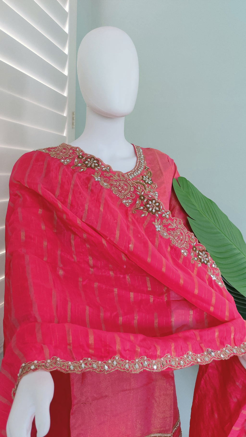 Pink Tissue Shimmer Kurta Set