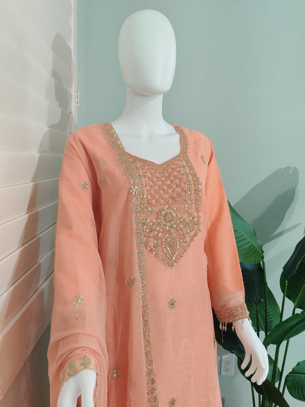 Pakistani Handwork Embroidered Plazzo Kurta Set