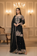Black Multi-Color Resham Embroidered Sharara Kurta Set