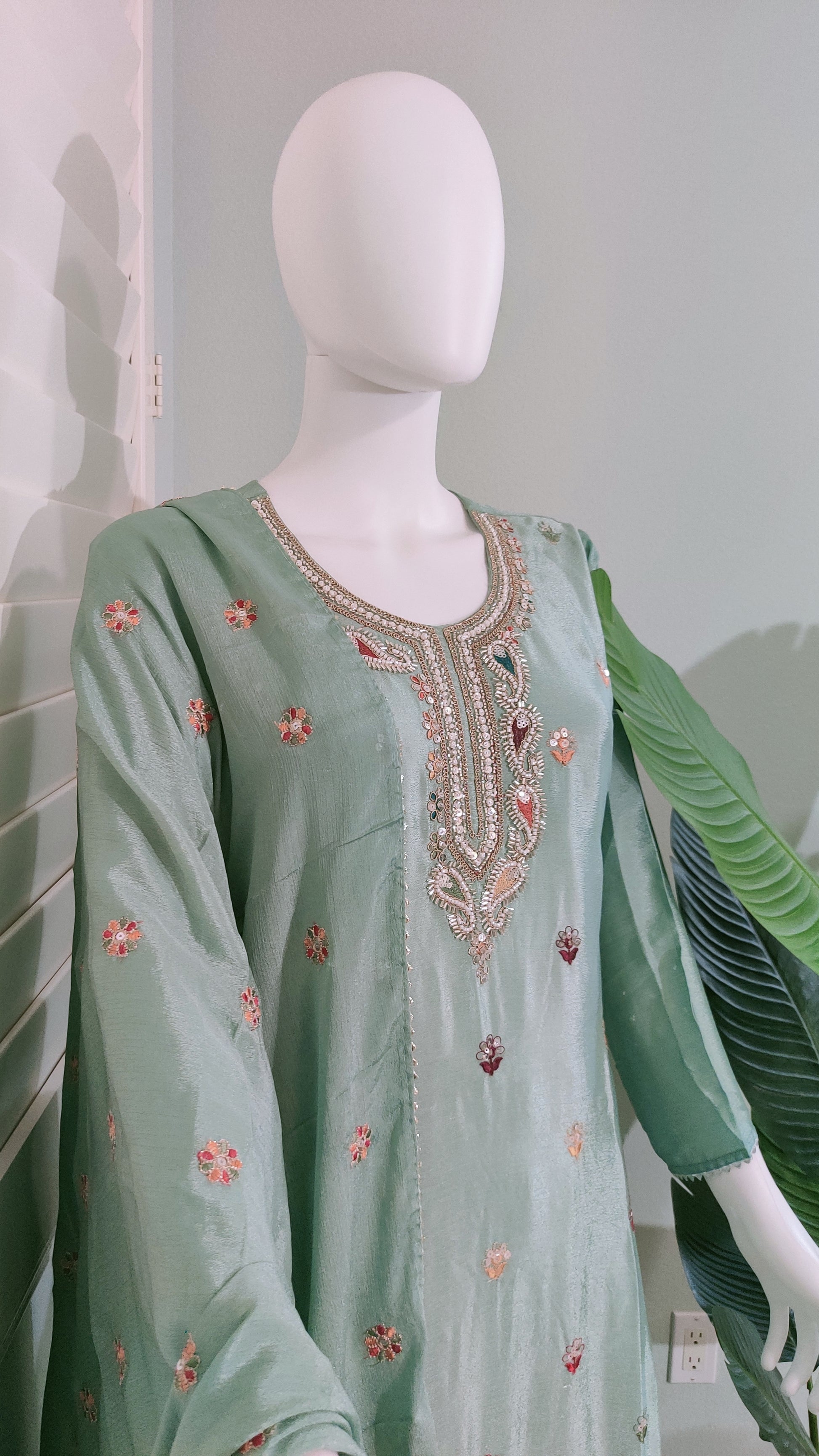 Chinon Multi Embroidered Plazzo Kurta set
