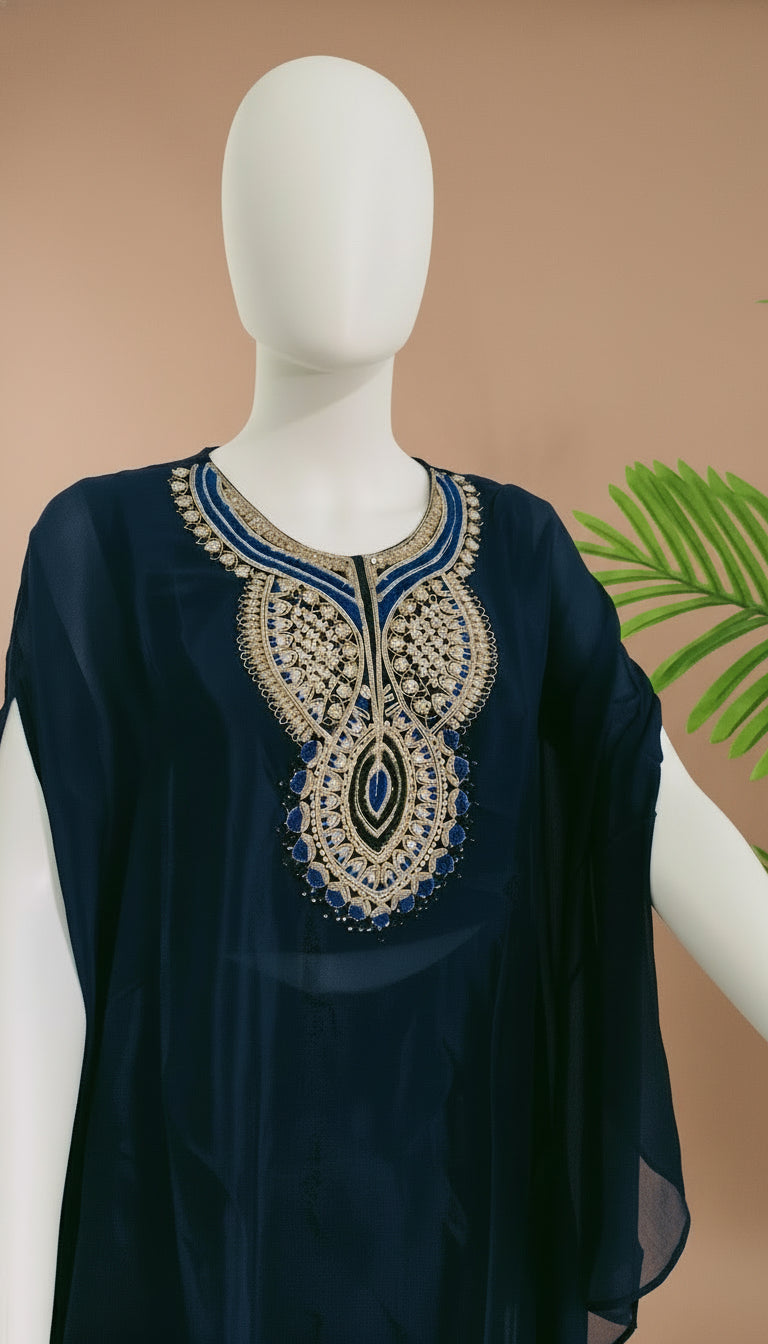 Midnight Majesty: Embroidered Elegance in Motion