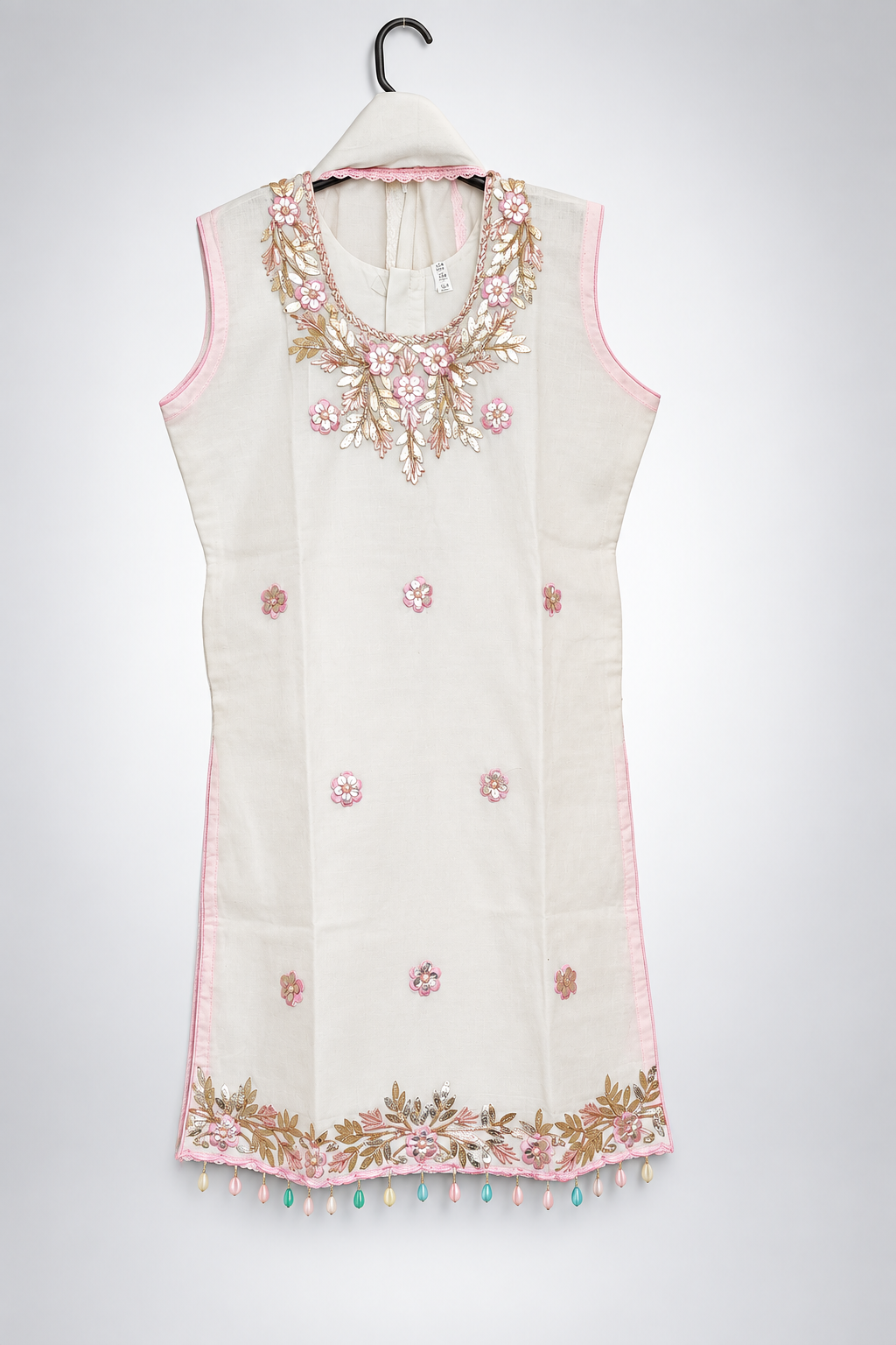 Off white Girls Summer Wear Farshi Salwar Kurta Set Size