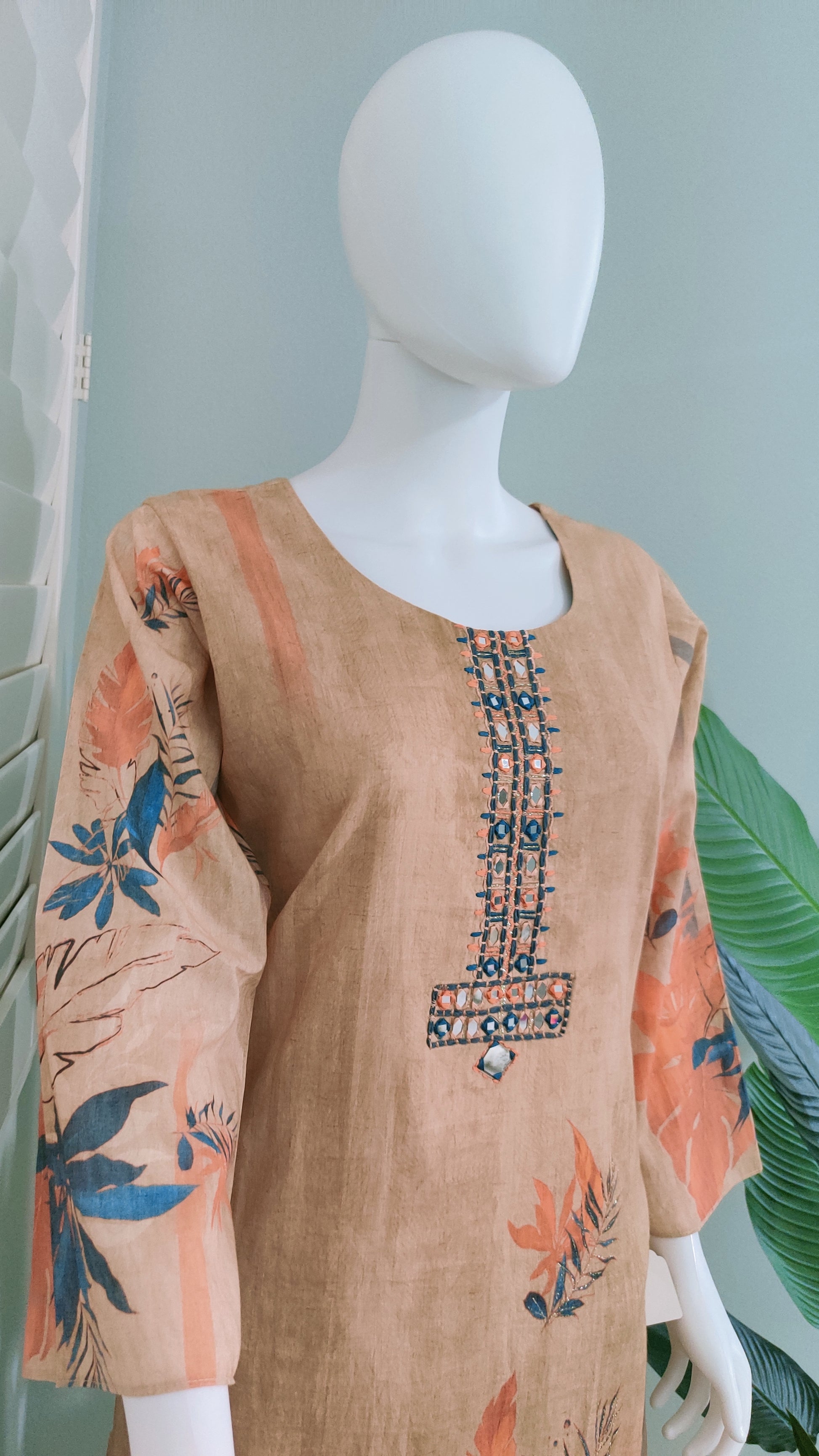 Botanical Breeze C-Cut Cotton Kurta Set