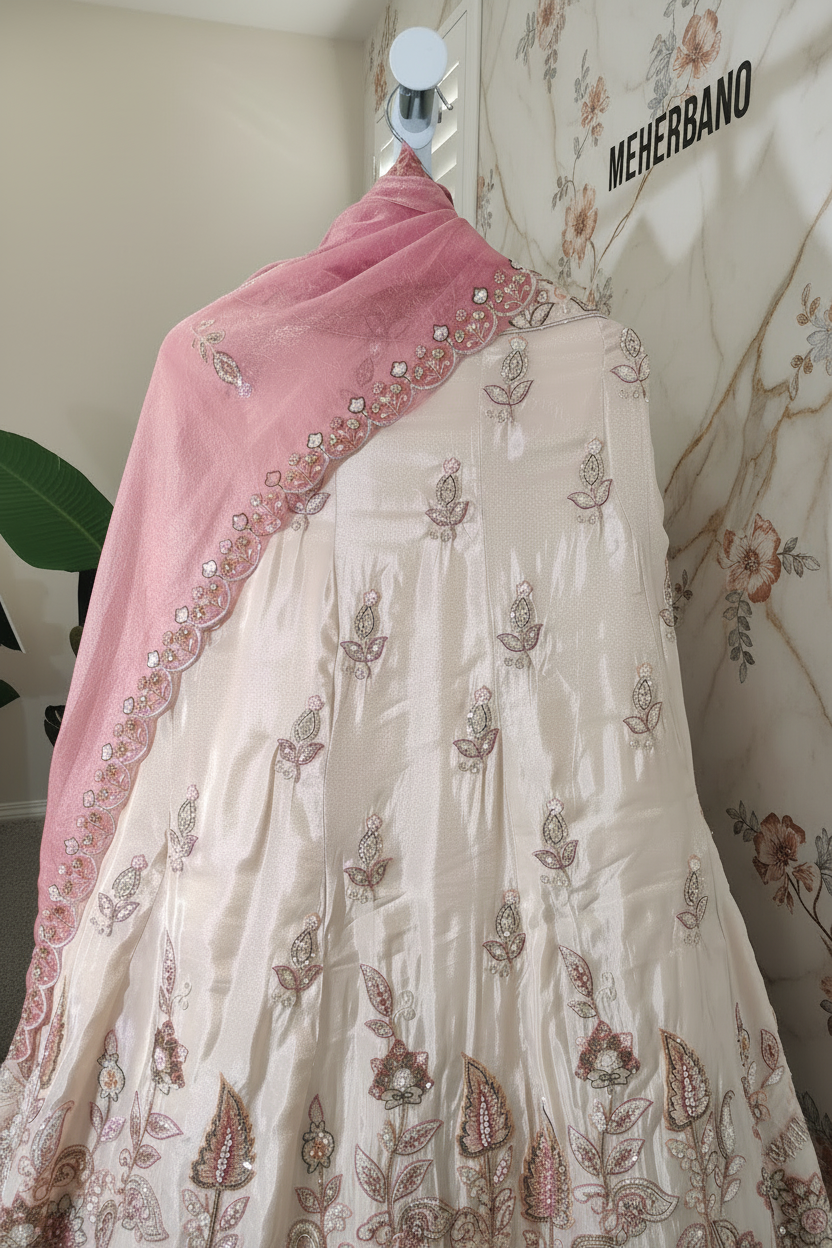 Champagne/Pink Royal Festive Wear Lehnga set