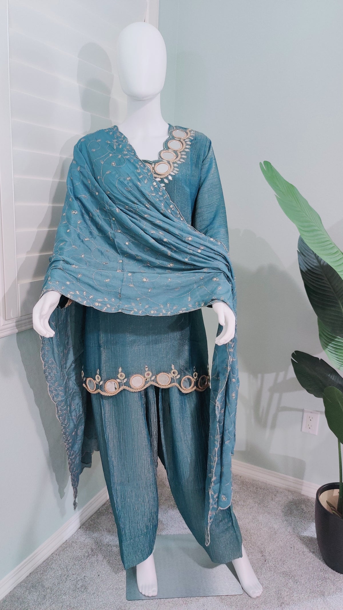 💙 Crushed Tissue Shimmer Farshi Salwar suit set