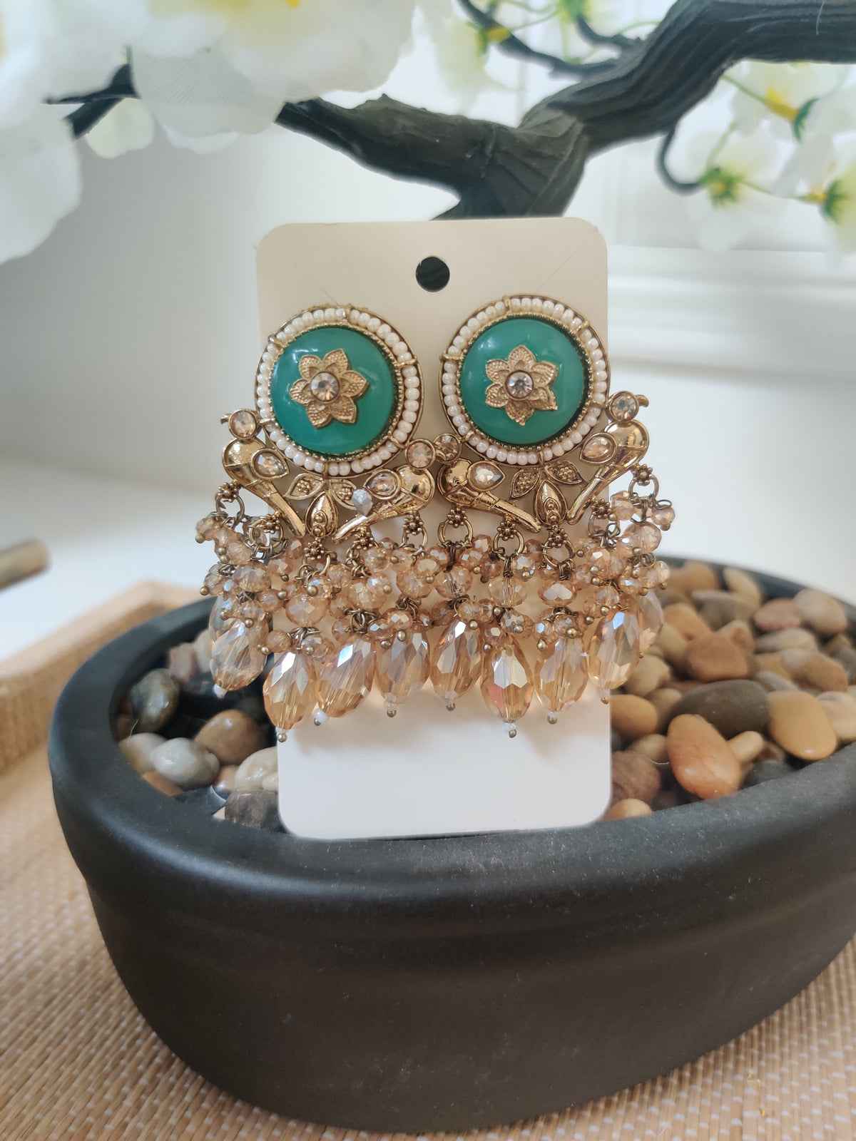 Dual‑Tone Royal Filigree Earrings