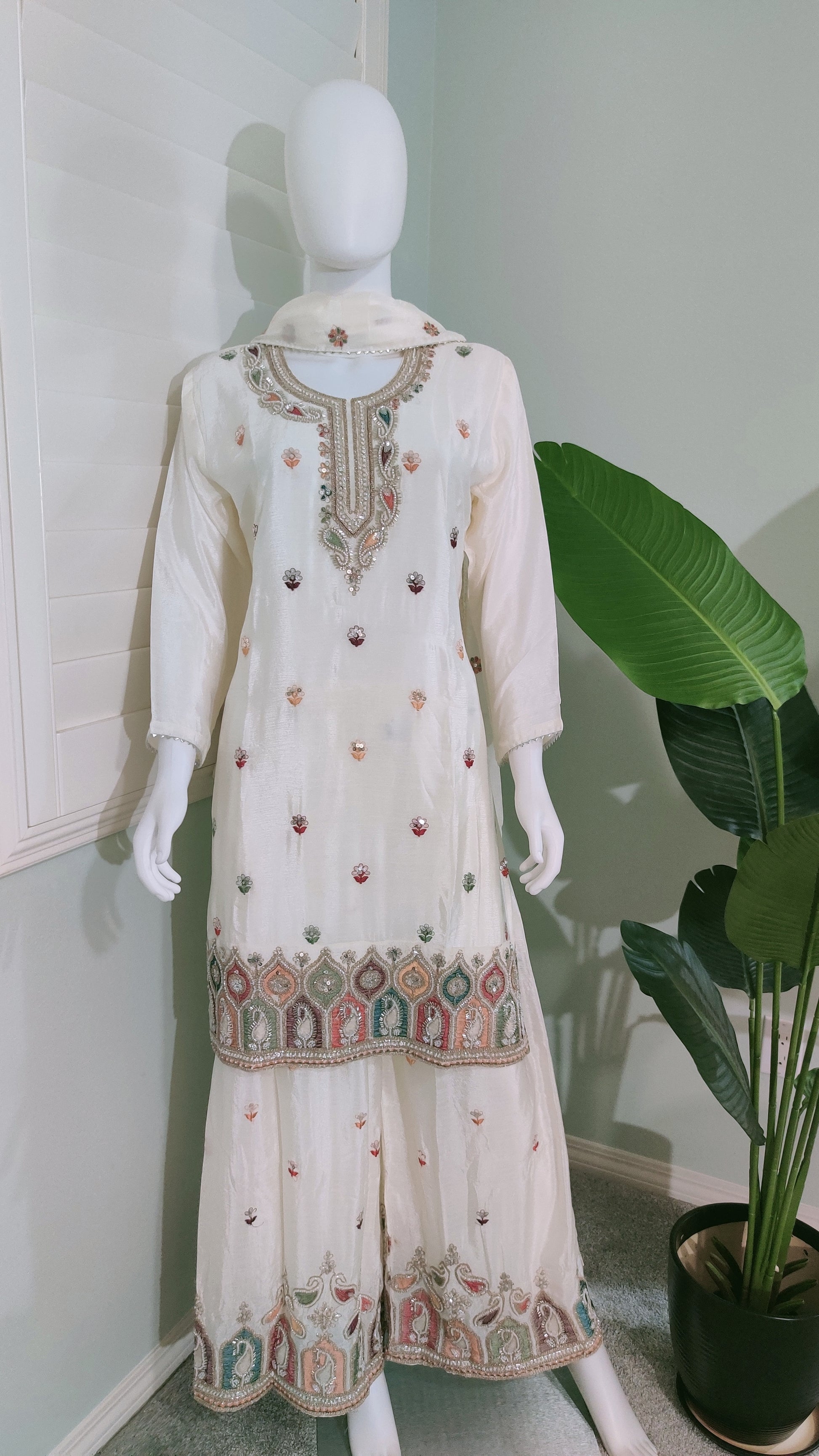 Chinon Multi Embroidered Plazzo Kurta set