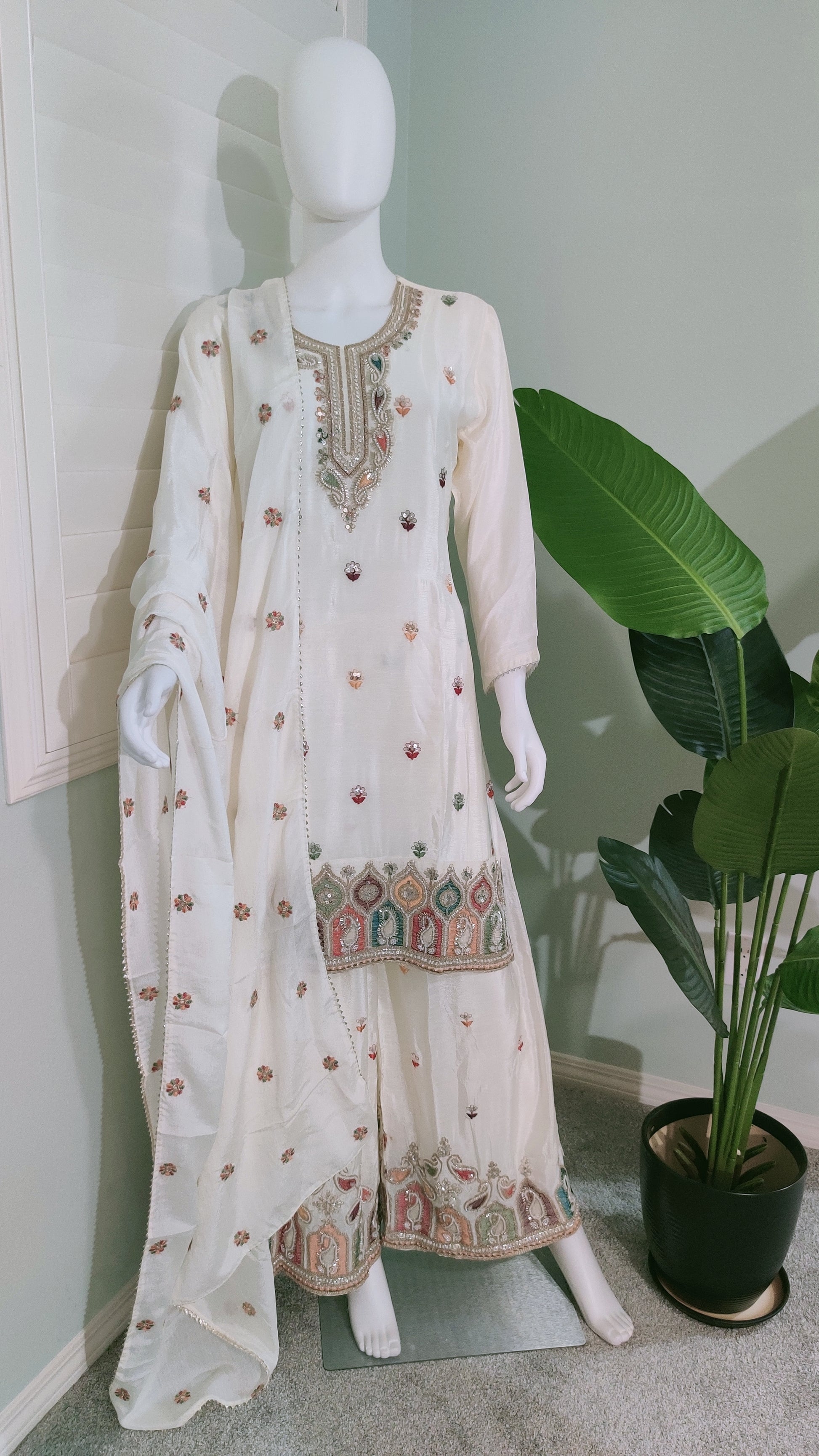 Chinon Multi Embroidered Plazzo Kurta set