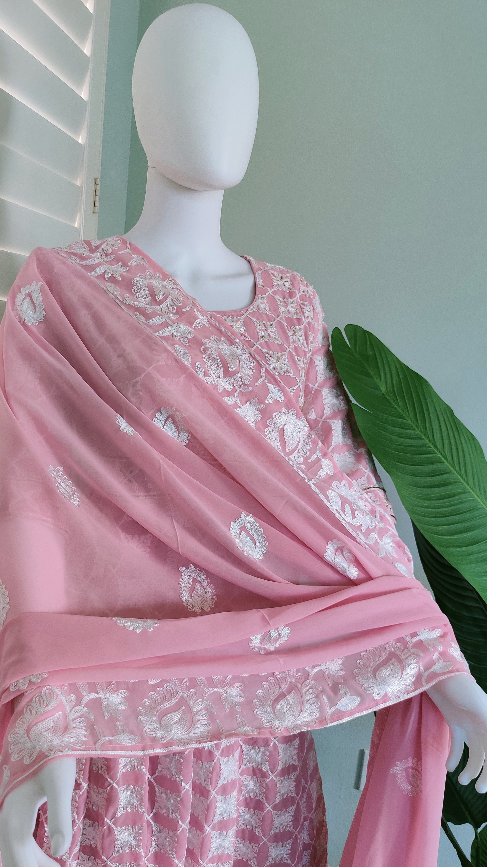 Light Pink Fully Embroidered Anarkali Suit