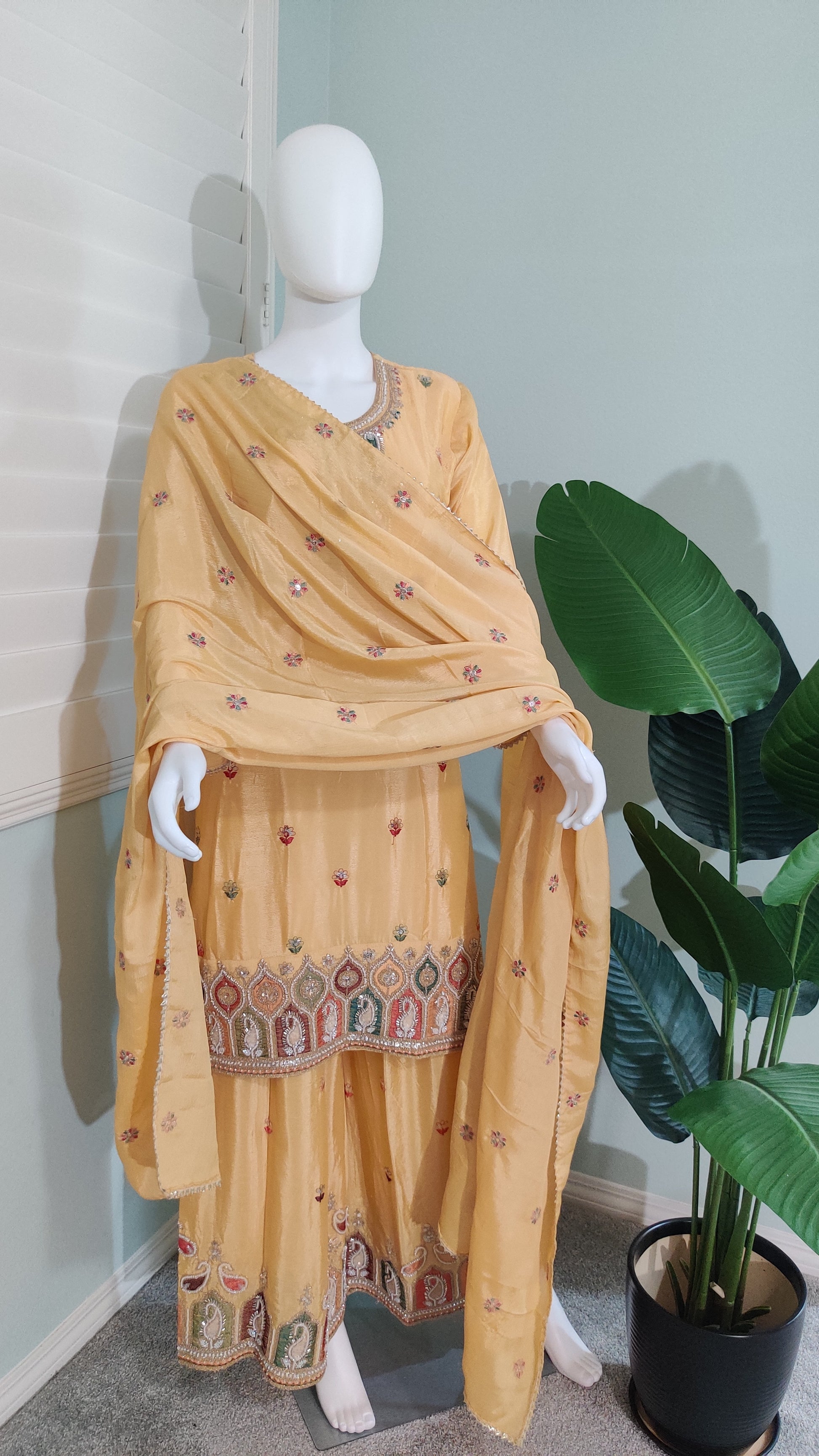 Chinon Multi Embroidered Plazzo Kurta set