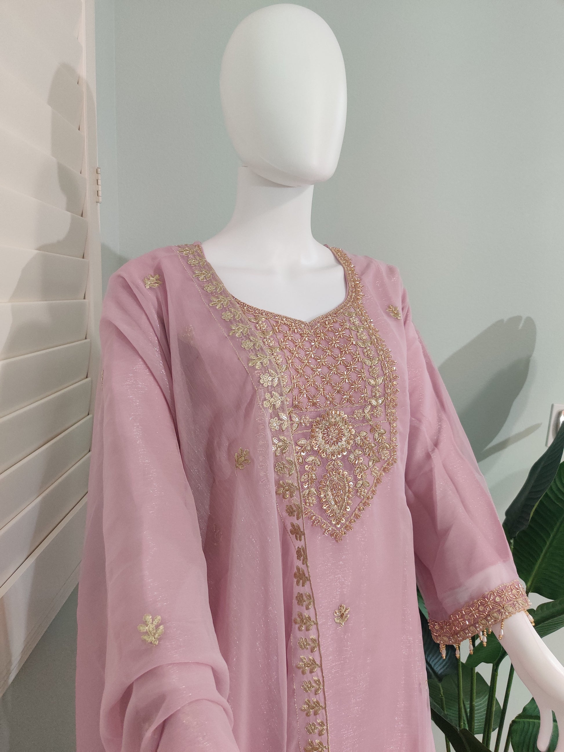 Pakistani Handwork Embroidered Plazzo Kurta Set