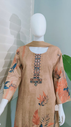 Botanical Breeze C-Cut Cotton Kurta Set