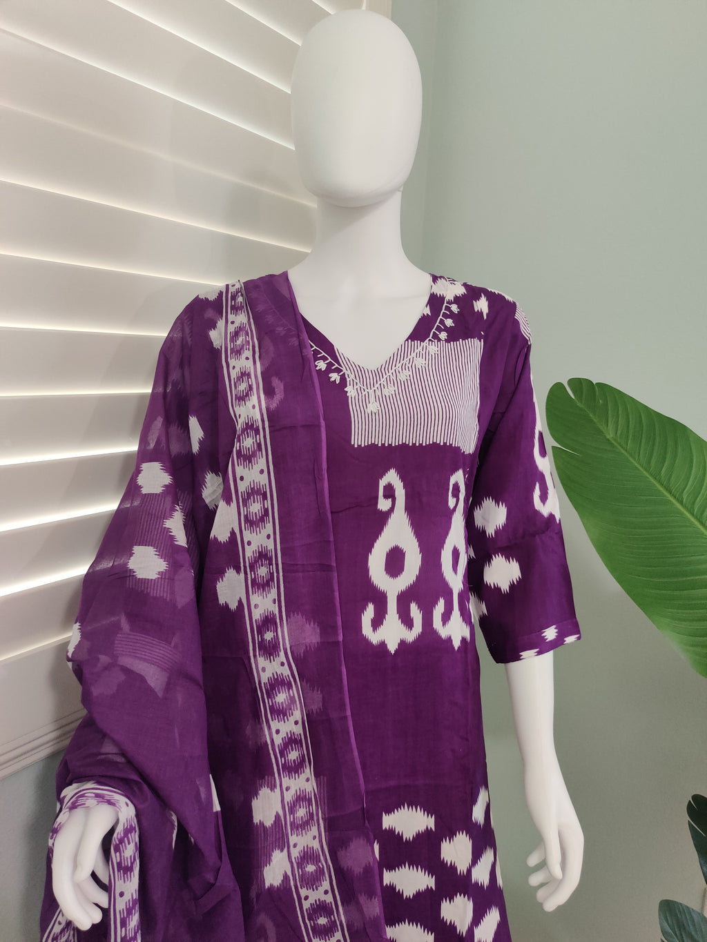 Purple Digital Print Cotton Kurta Set