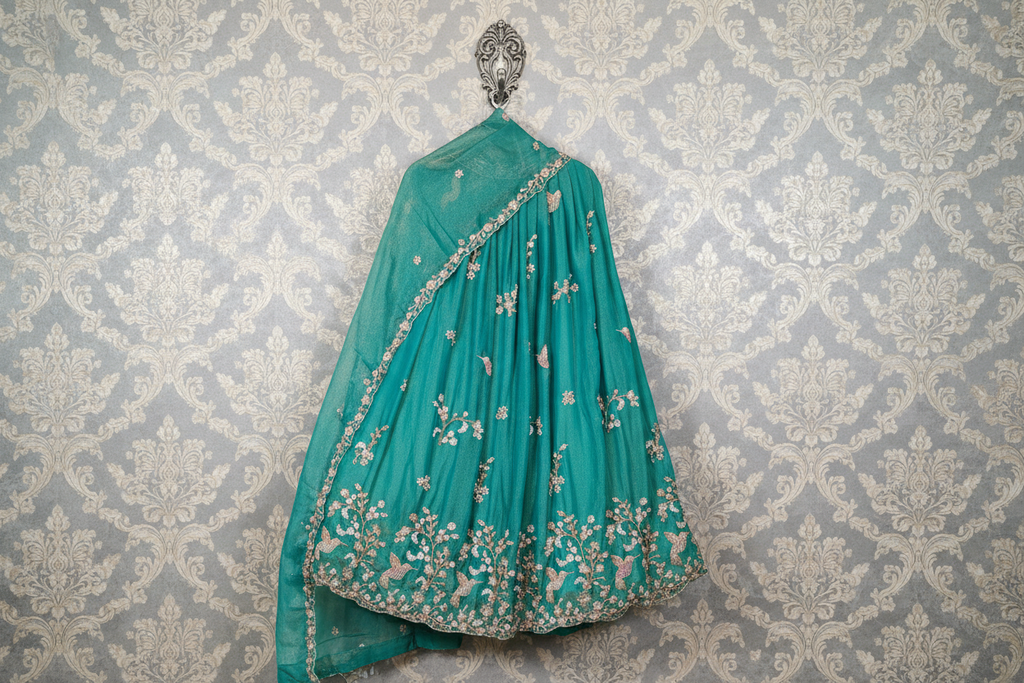 Teal Handwork Embroidered Lehenga Set