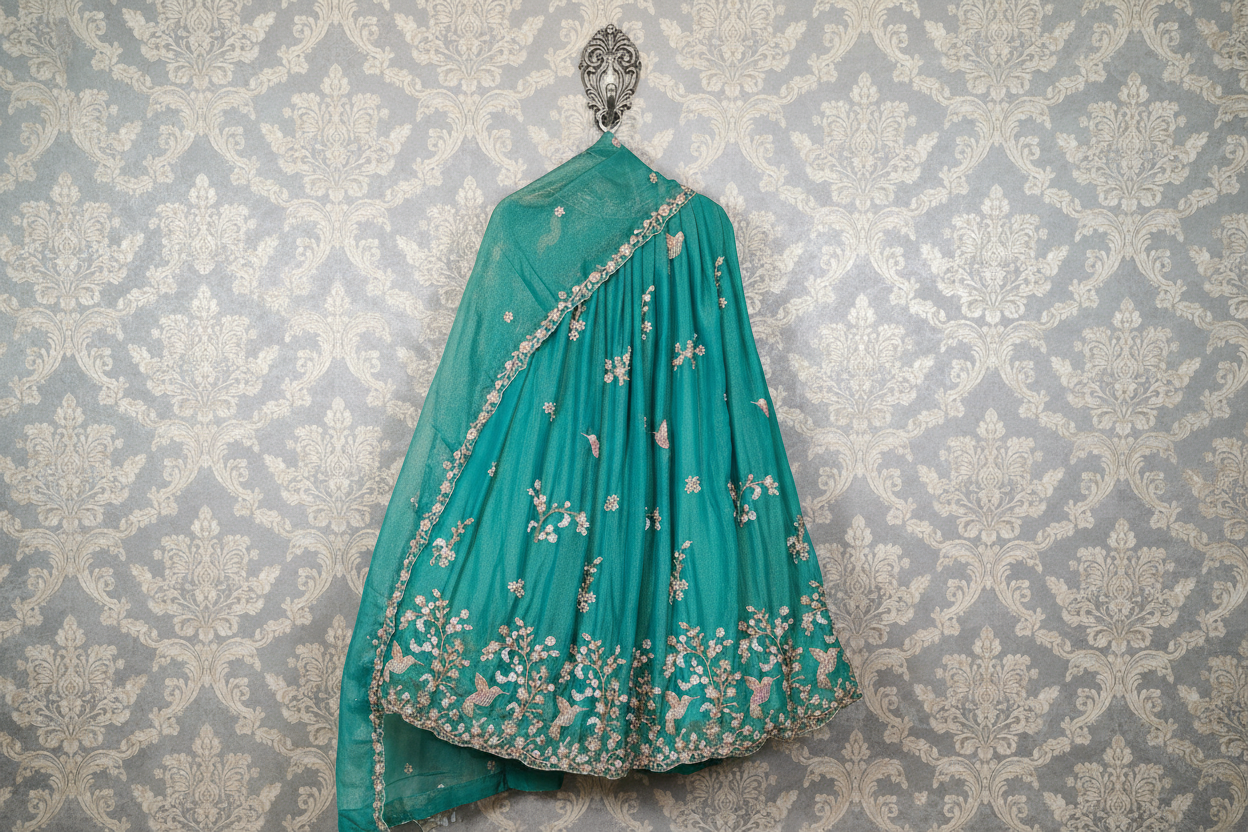 Teal Handwork Embroidered Lehenga Set