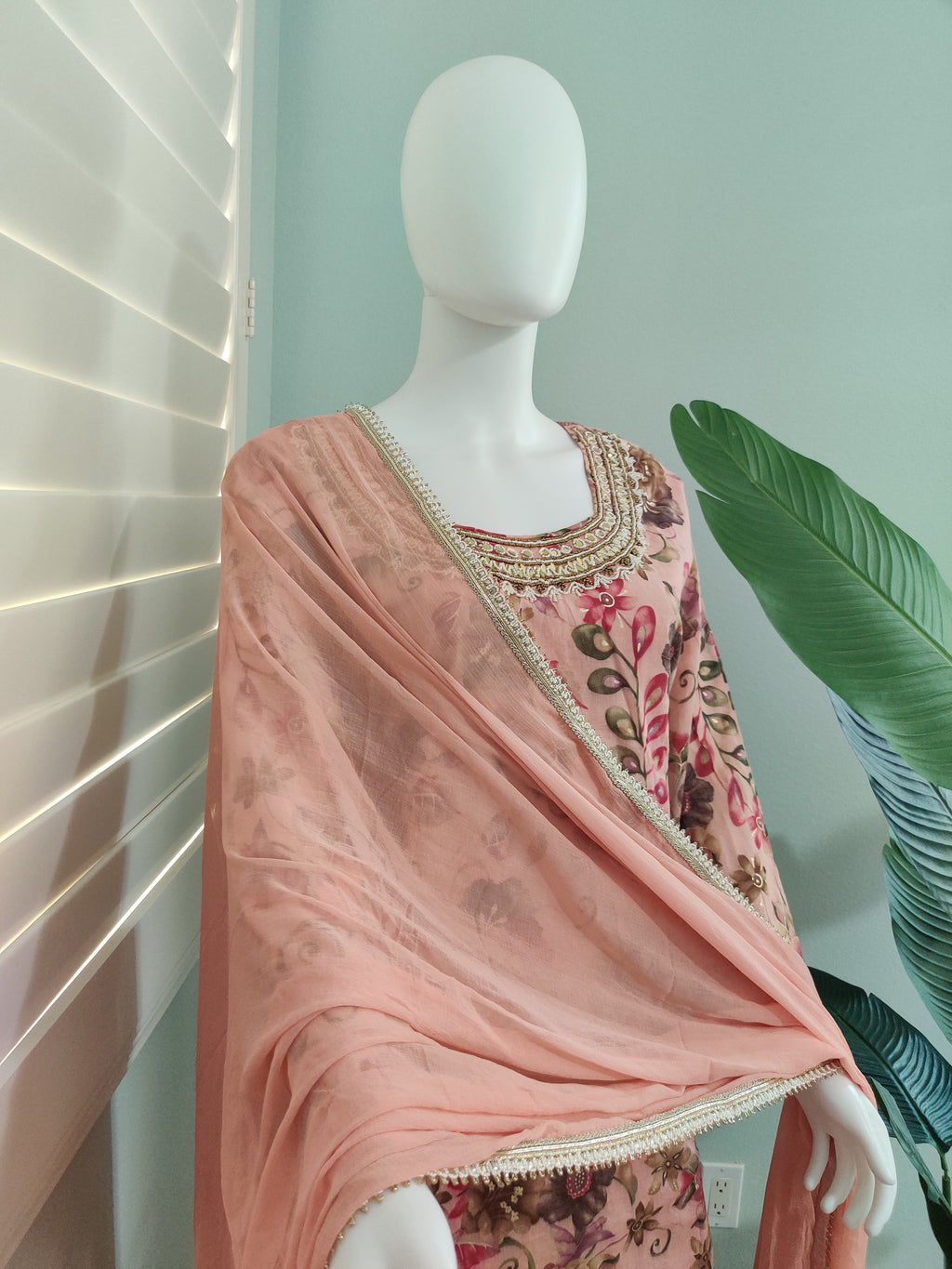 Floral Elegance Cotton Kurta Set (Plus Size)