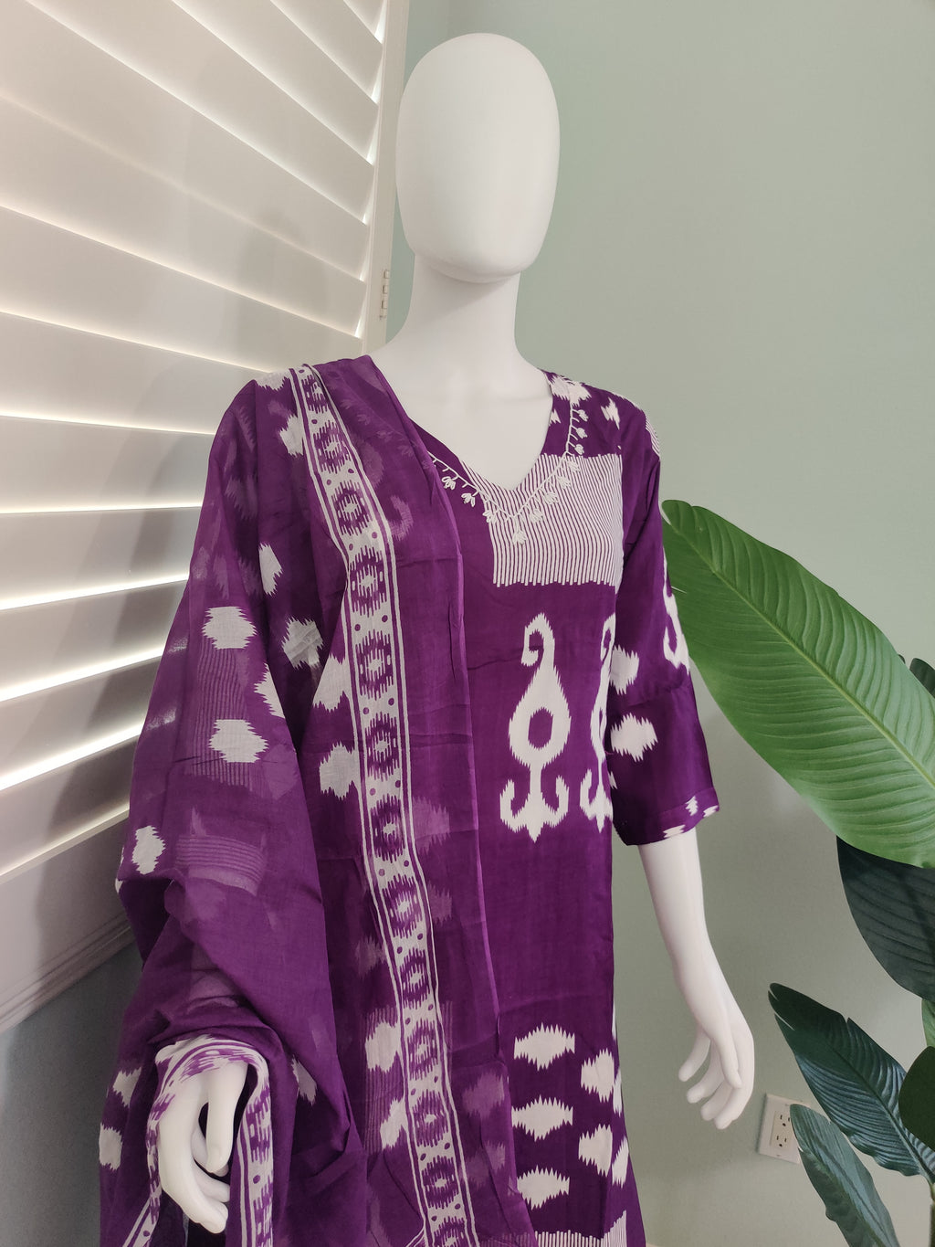 Purple Digital Print Cotton Kurta Set