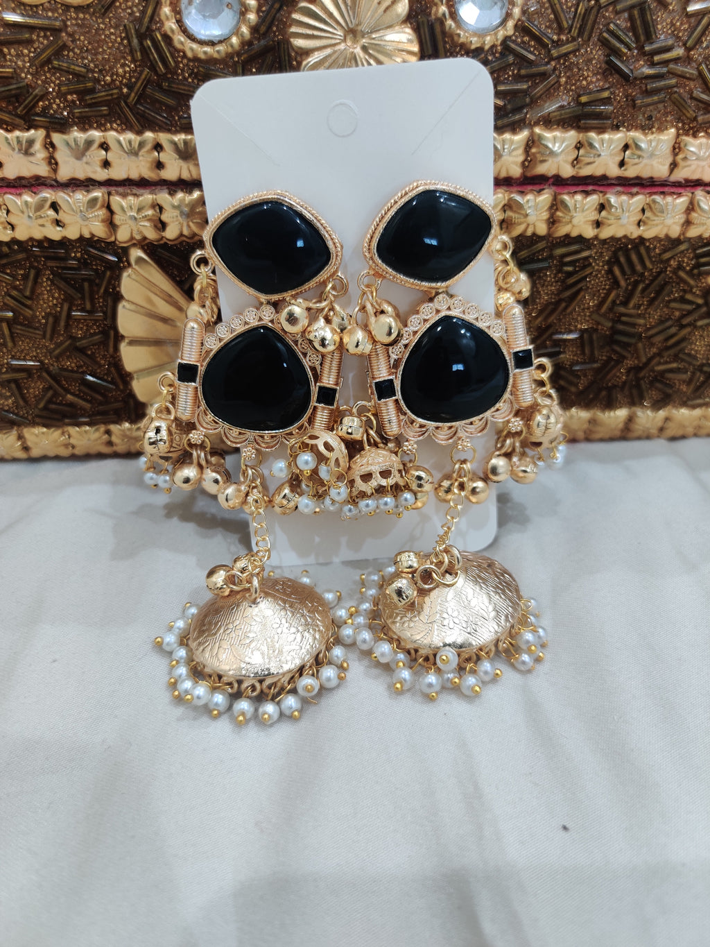 Kashmiri Dome Earrings – Available in Black & Green