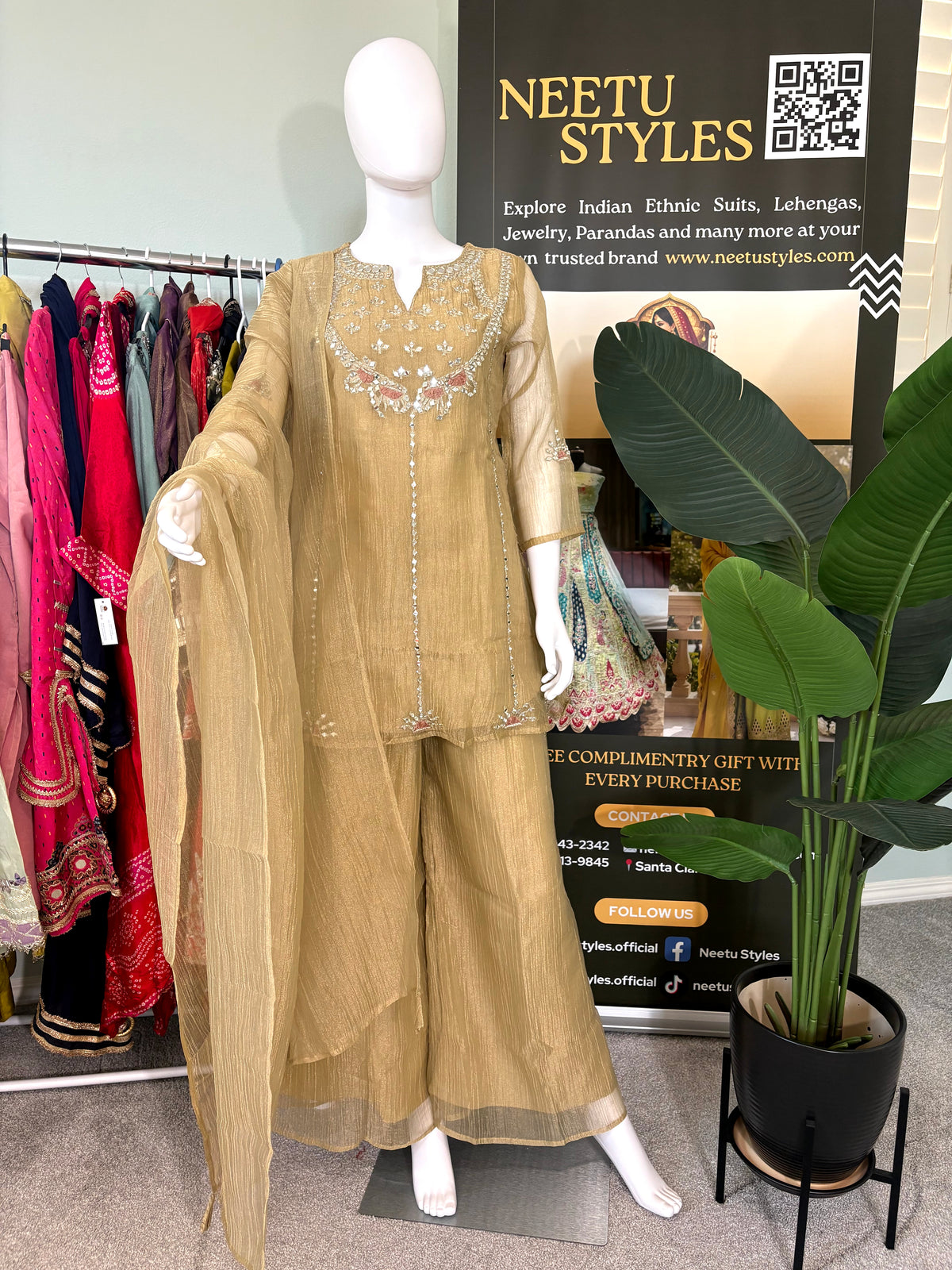 Golden-Bronze Festive Wear Kurta Set