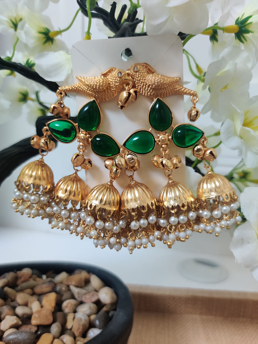 Kashmiri Bird inspired Jhumka Earrings