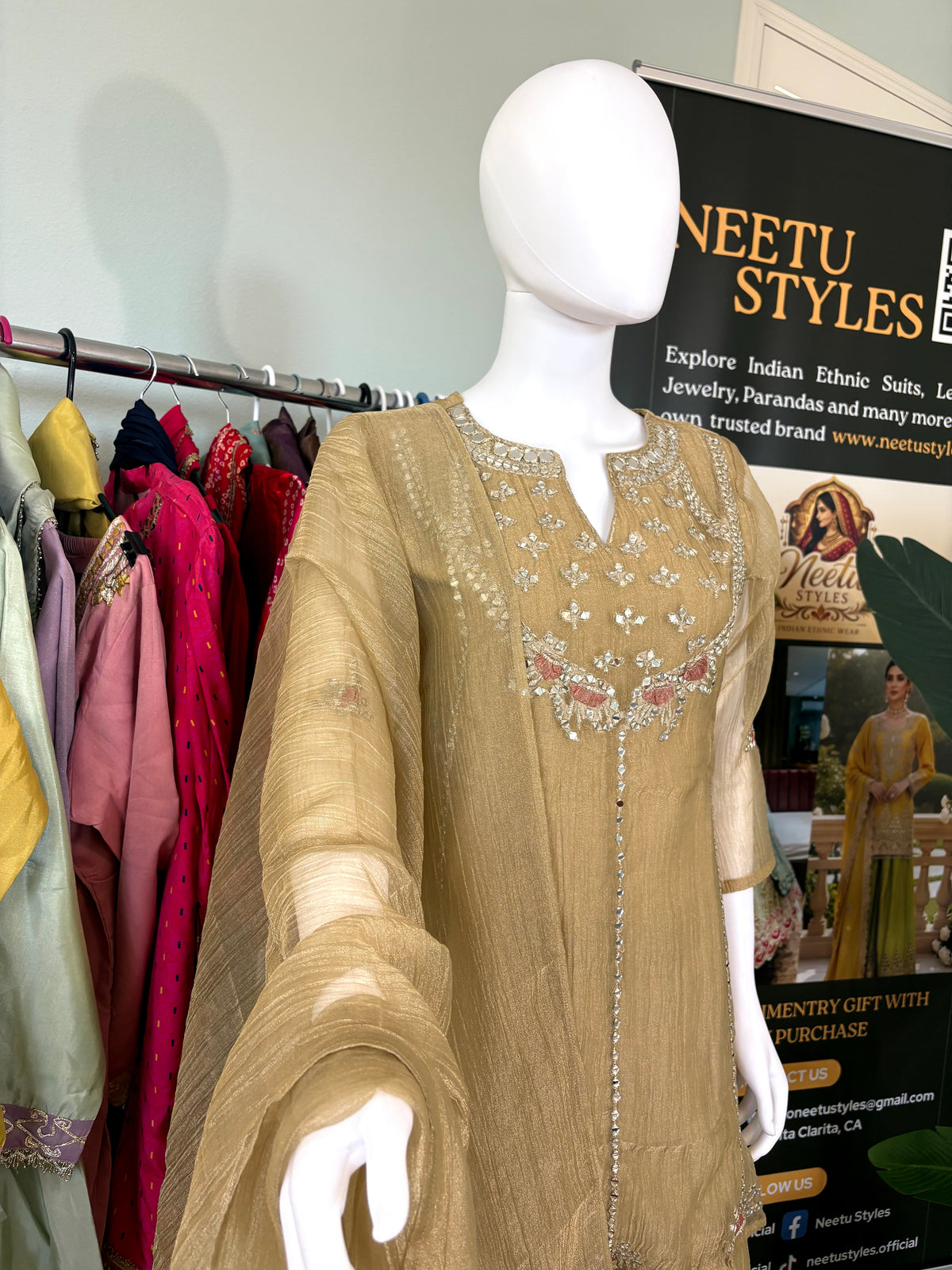 Golden-Bronze Festive Wear Kurta Set