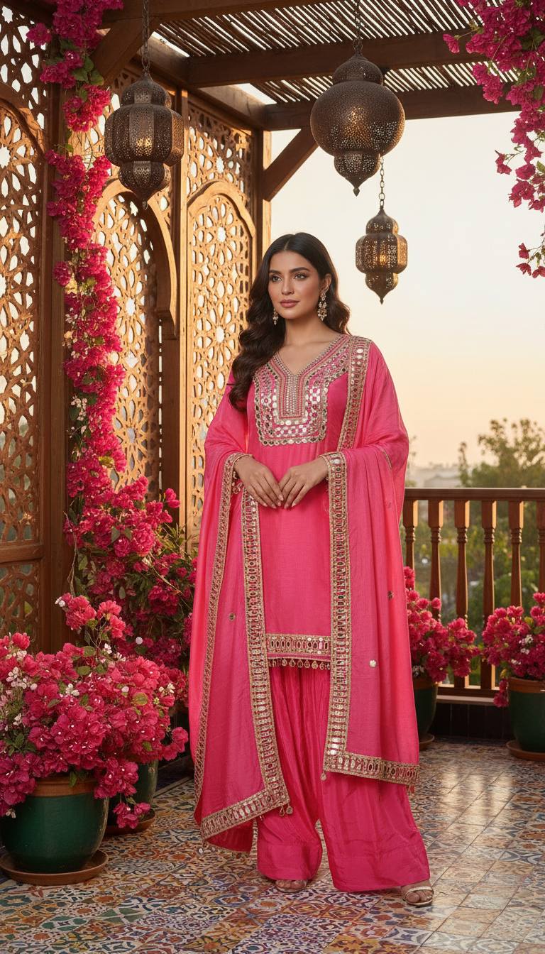 Tissue shimmer Farshi Salwar Suit set