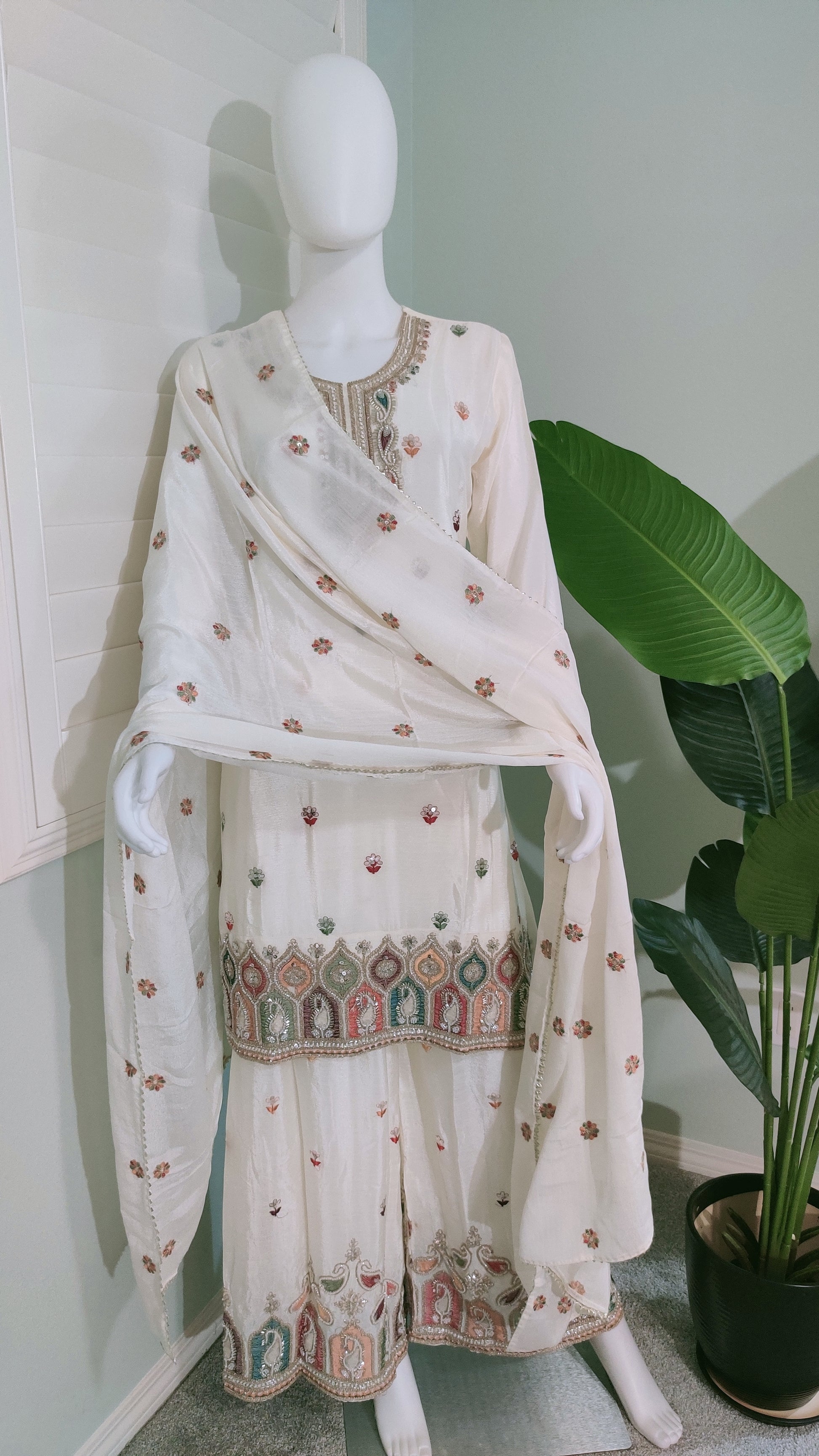 Chinon Multi Embroidered Plazzo Kurta set