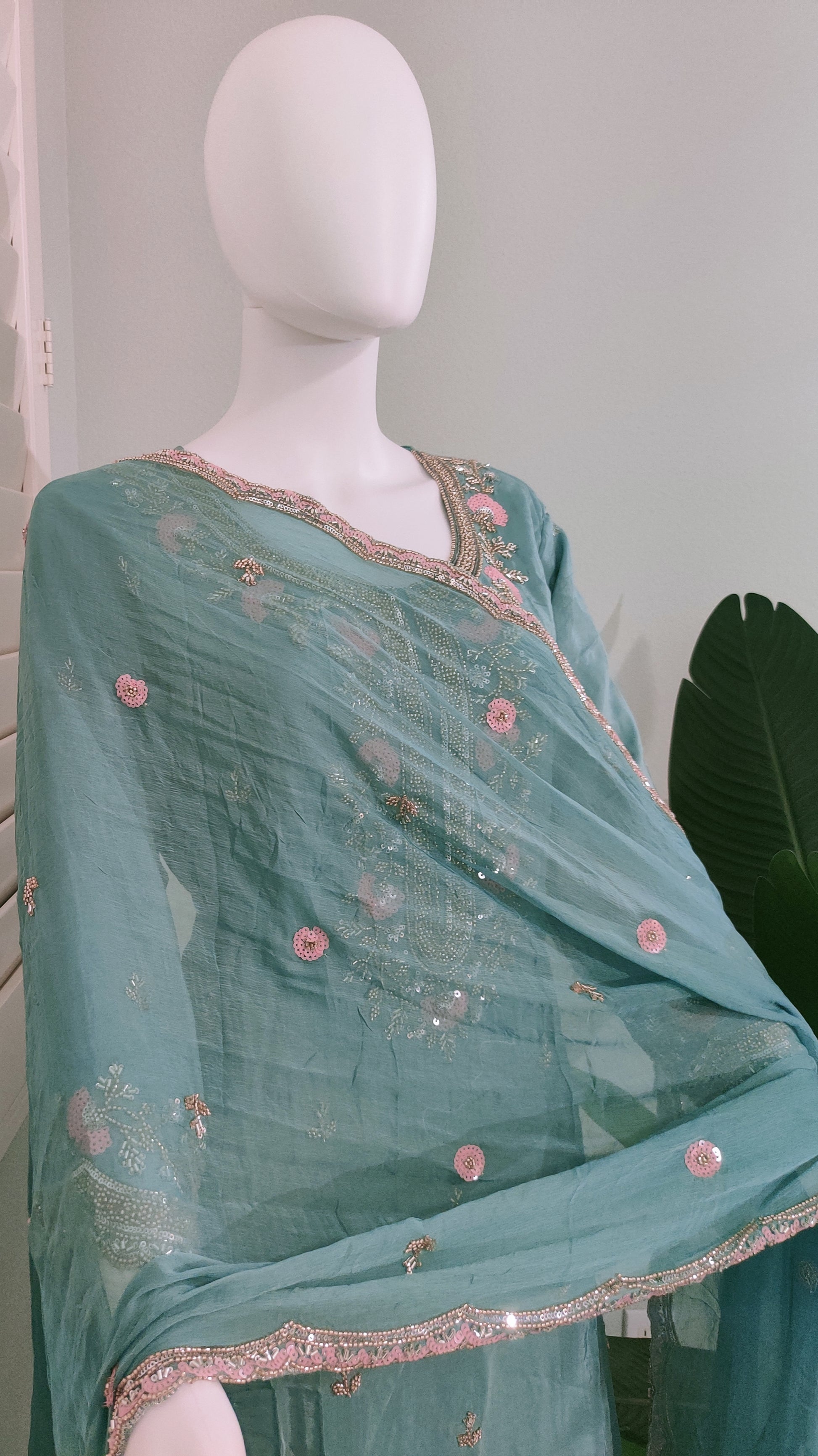 Handwork Embroidered Plazzo Kurta Suit Set