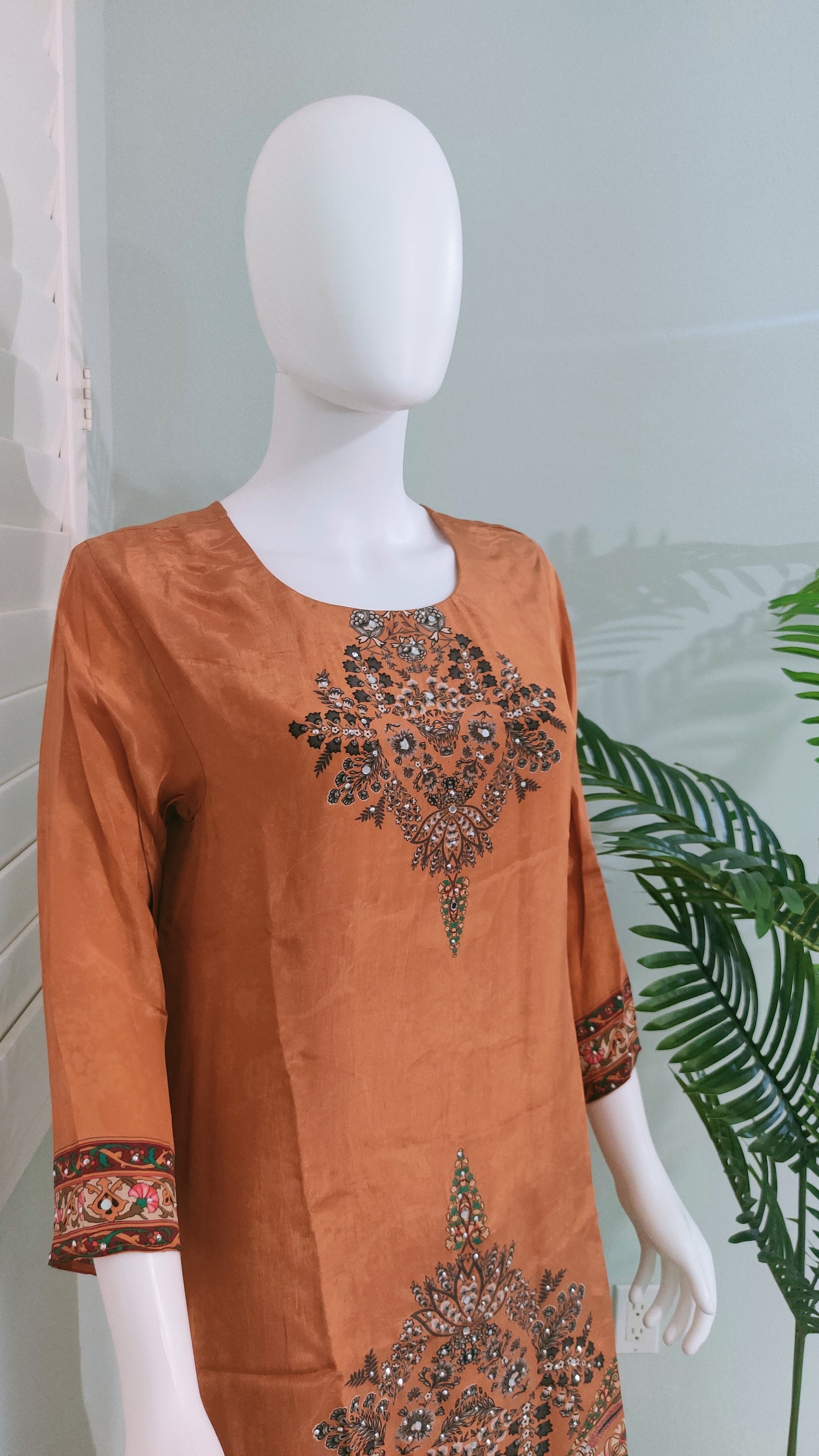 🌿 Regal Rust & Emerald Grace – Indo-Western Ensemble with Removable Jacket