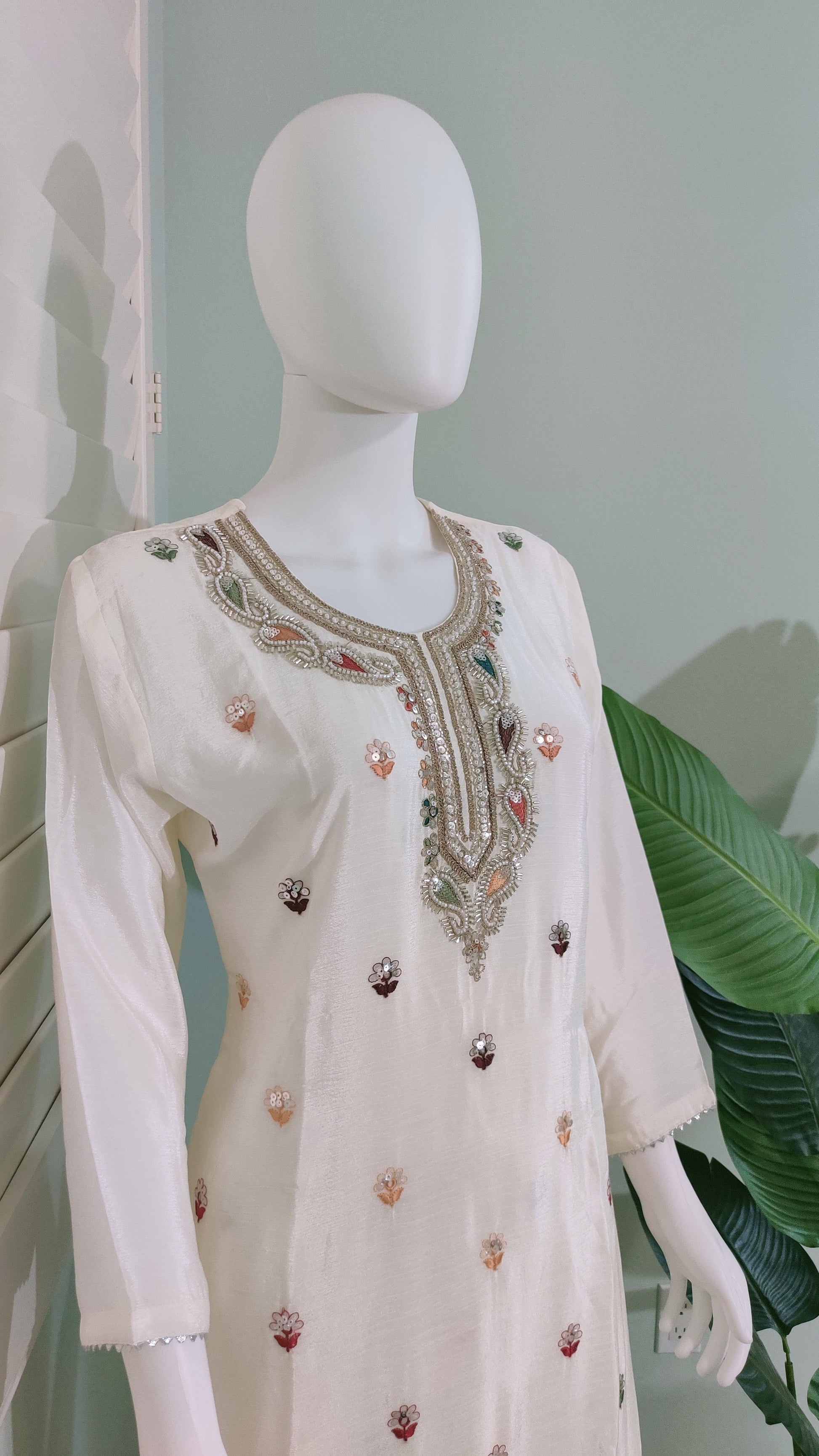 Chinon Multi Embroidered Plazzo Kurta set