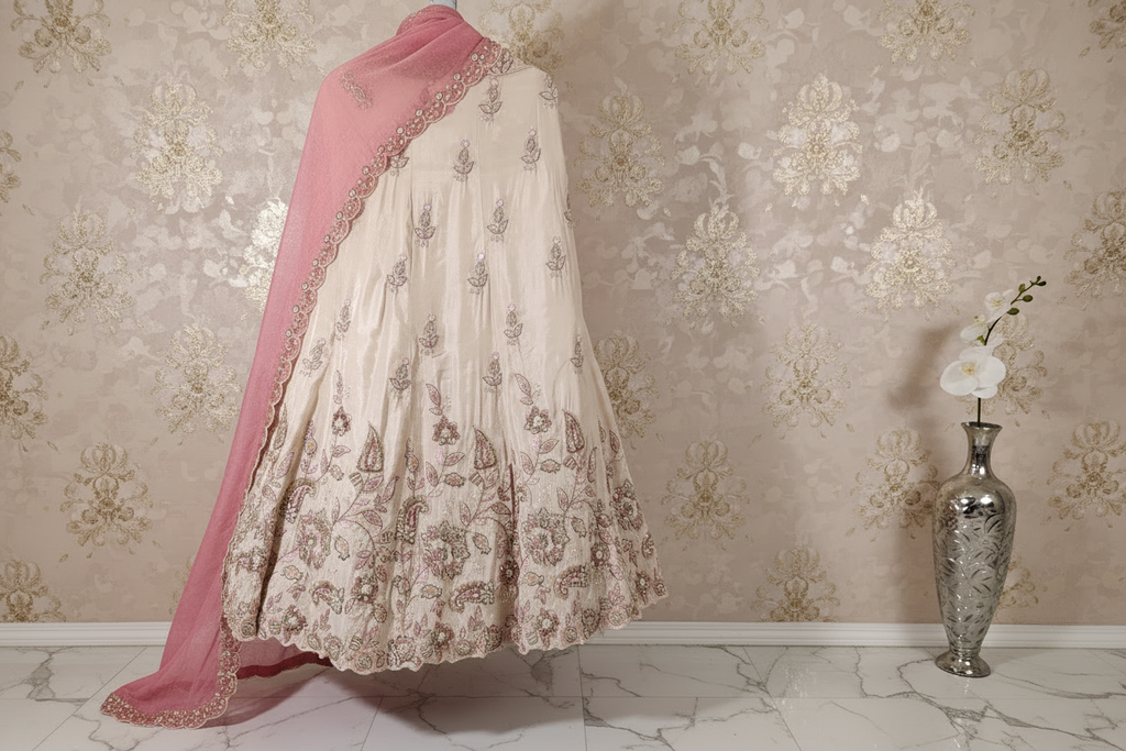 Champagne/Pink Royal Festive Wear Lehnga set