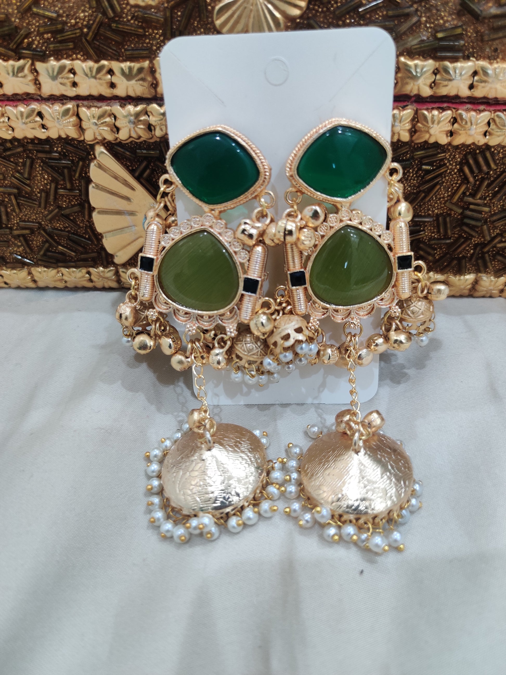 Kashmiri Dome Earrings – Available in Black & Green